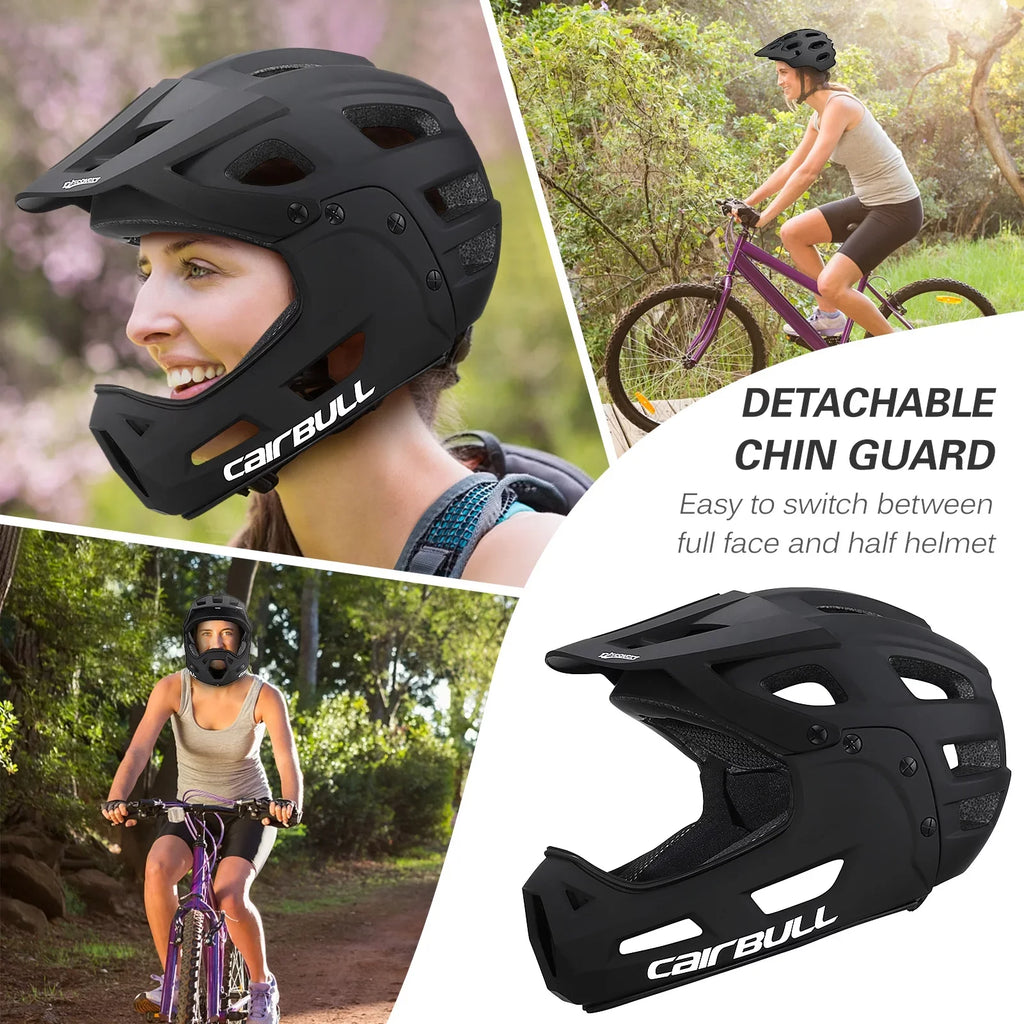 CAIRBULL Full Face Bike Helmet Adult Cycling Helmet with Detachable Chin Guard and Visor for Mountain Biking