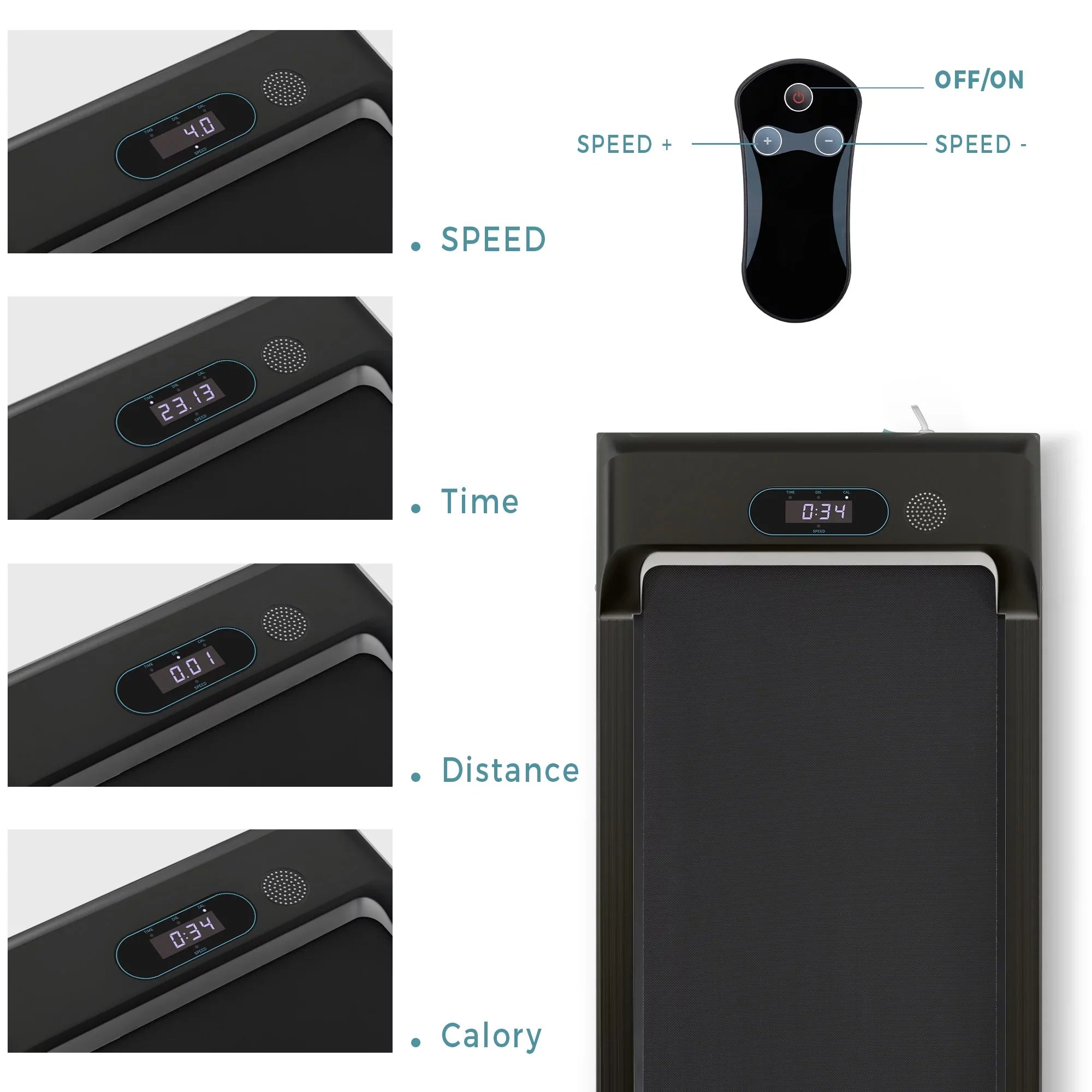 Walking Pad Treadmill, BTMWAY Ultra-Quiet Under Desk Treadmill for Home Office Gym Use, 2.5HP Electric Treadmill with Bluetooth APP/speaker/Remote Control/Display, 2 in 1 Portable Walking Pad