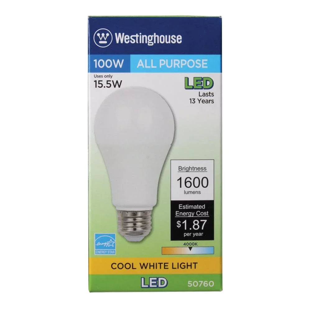 Westinghouse Lighting 5076000 100-Watt Equivalent Omni A19 Cool White Light LED Light Bulb with Medium Base (6 Pack)