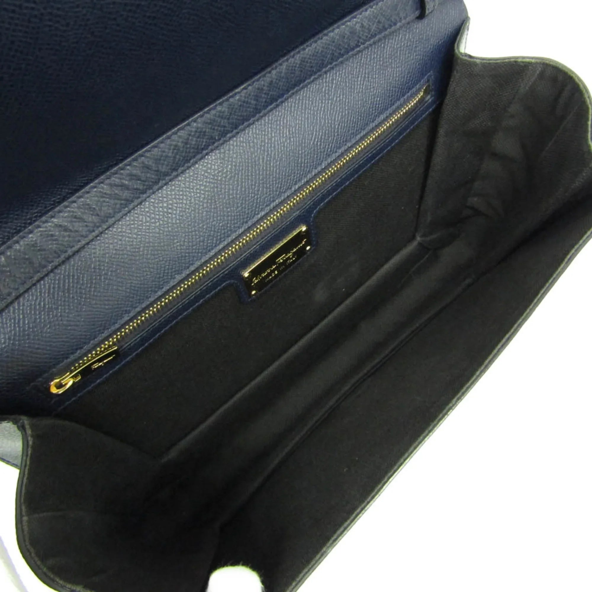 Pre-Owned Salvatore Ferragamo Vara AU-21 0011 Women's Leather Shoulder Bag Navy (Good)