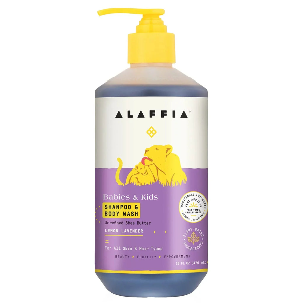 Everyday Shea Shampoo And Body Wash, Babies And Kids, Gentle And Calming Support For Soft Hair And Skin With Shea Butter, Neem, And Coconut Oil, Fair Trade, Lemon Lavender, 16 Fl Oz