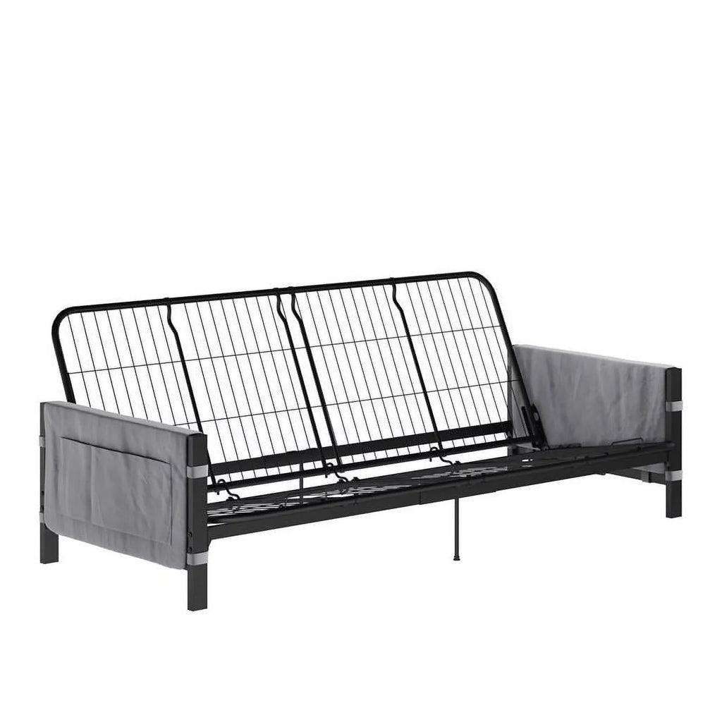 DHP Melbourne Storage Futon with 6" Thermobonded Futon Mattress in Gray