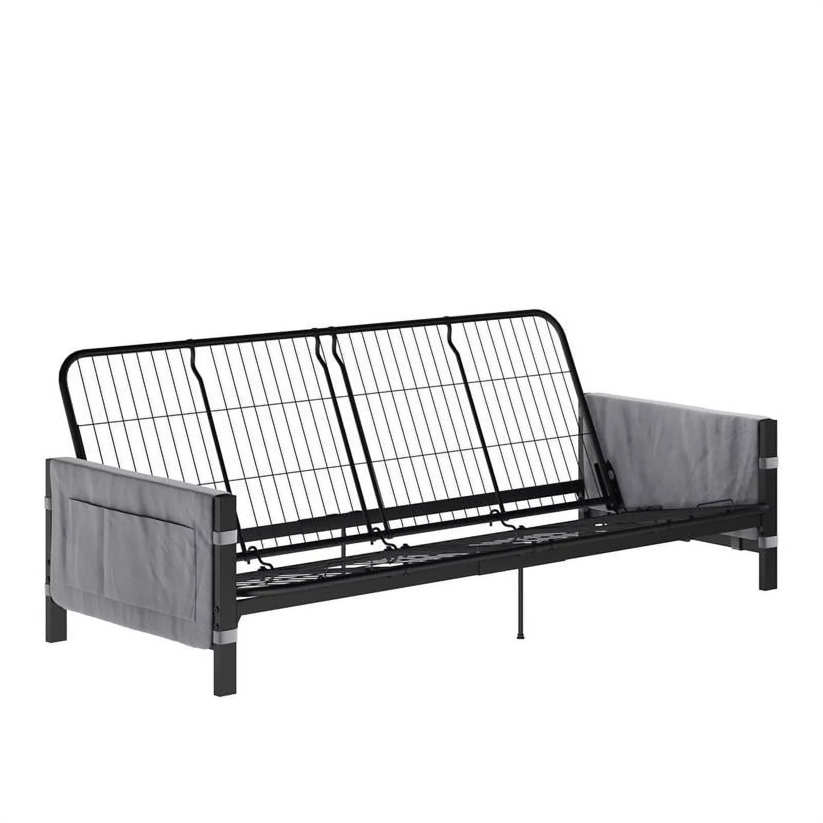 DHP Melbourne Storage Futon with 6" Thermobonded Futon Mattress in Gray