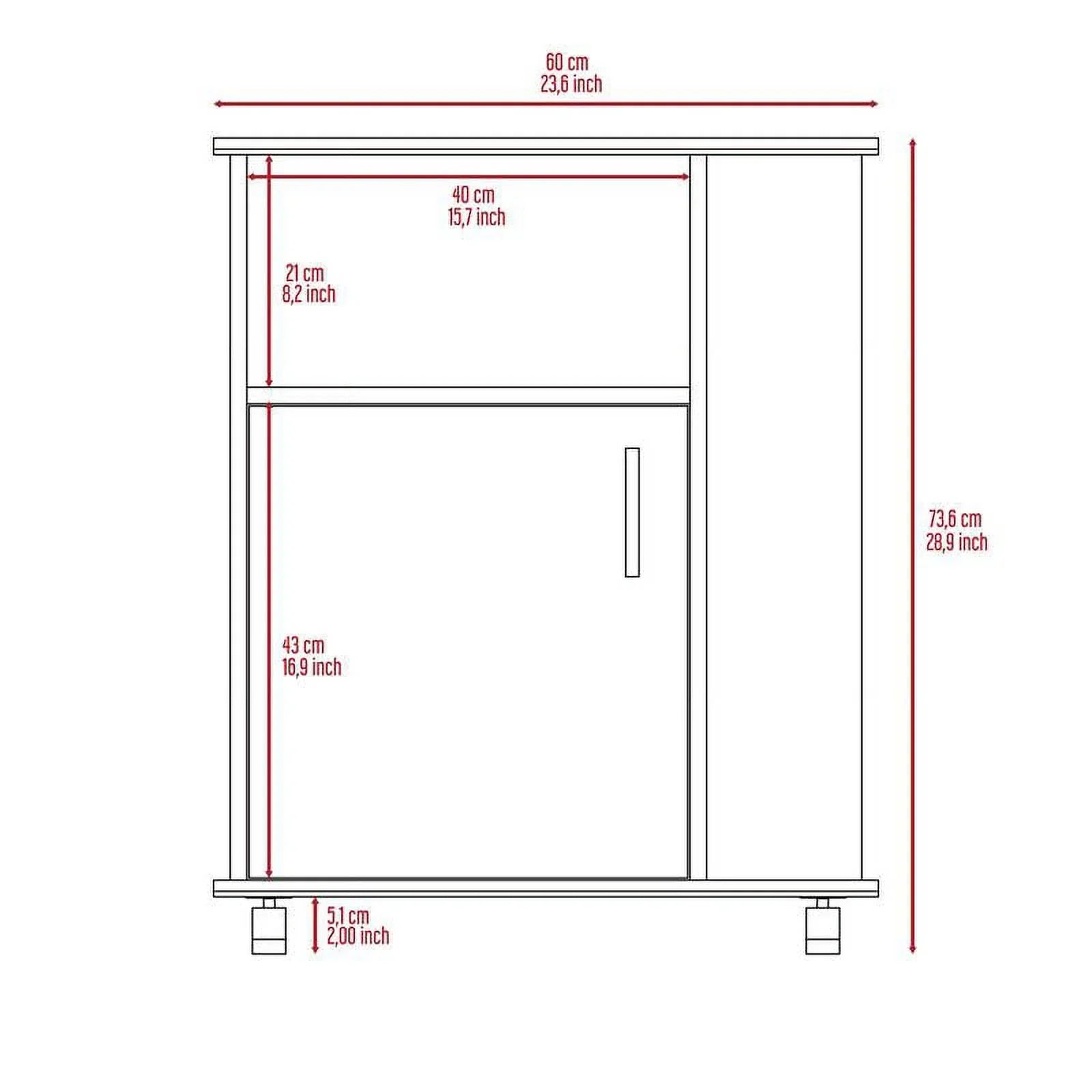 Home Square 2-Piece Set with Utility Sink with Cabinet and Kitchen Service Cart