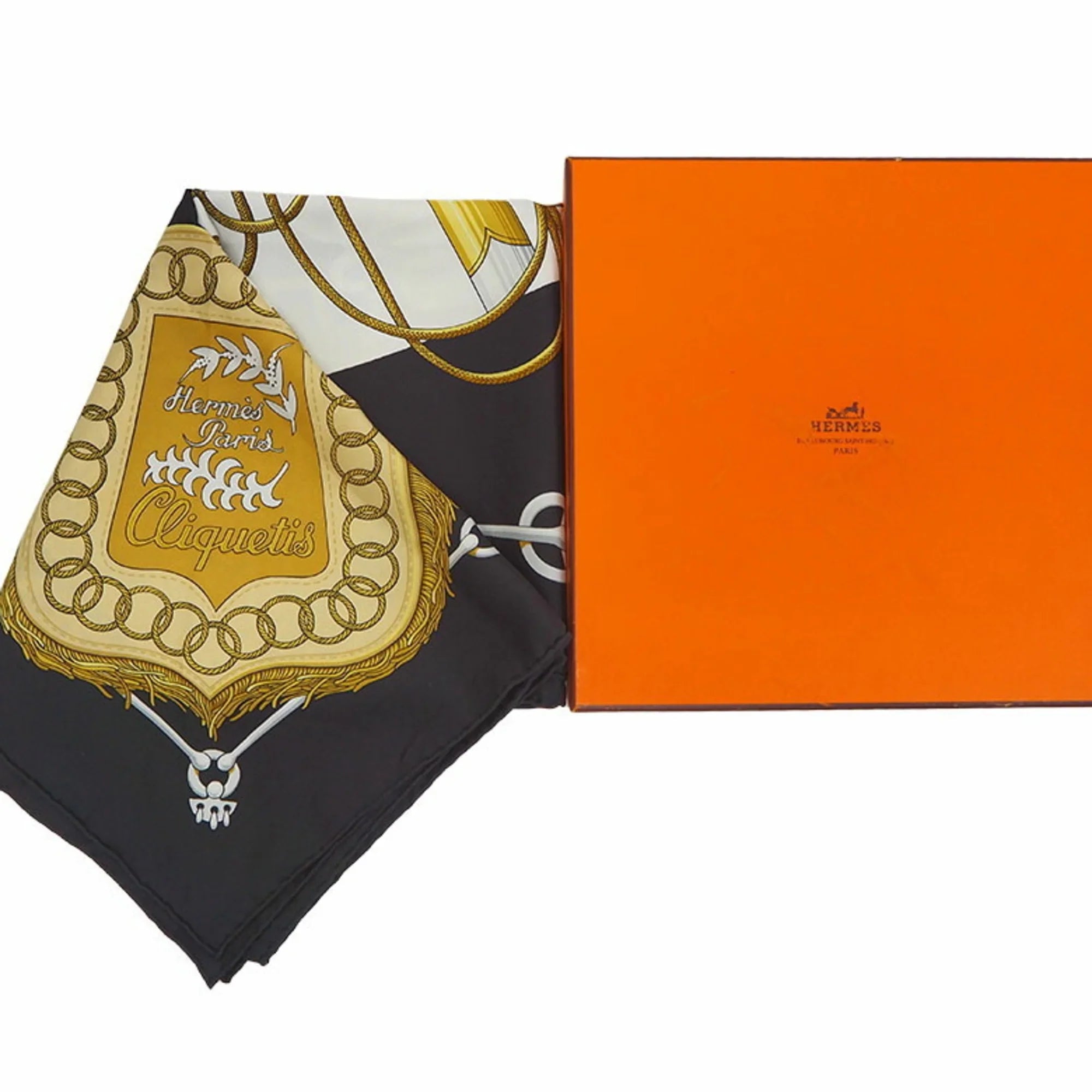 Pre-Owned Hermes Silk Scarf Black (Good)