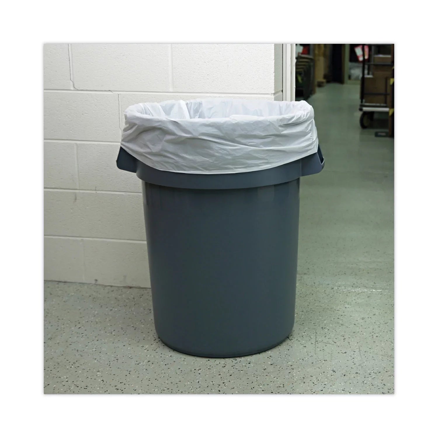 Boardwalk Linear Low Density Industrial Trash Bags, 60 gal, 0.9 mil, 38 x 58, White, 100/Carton
