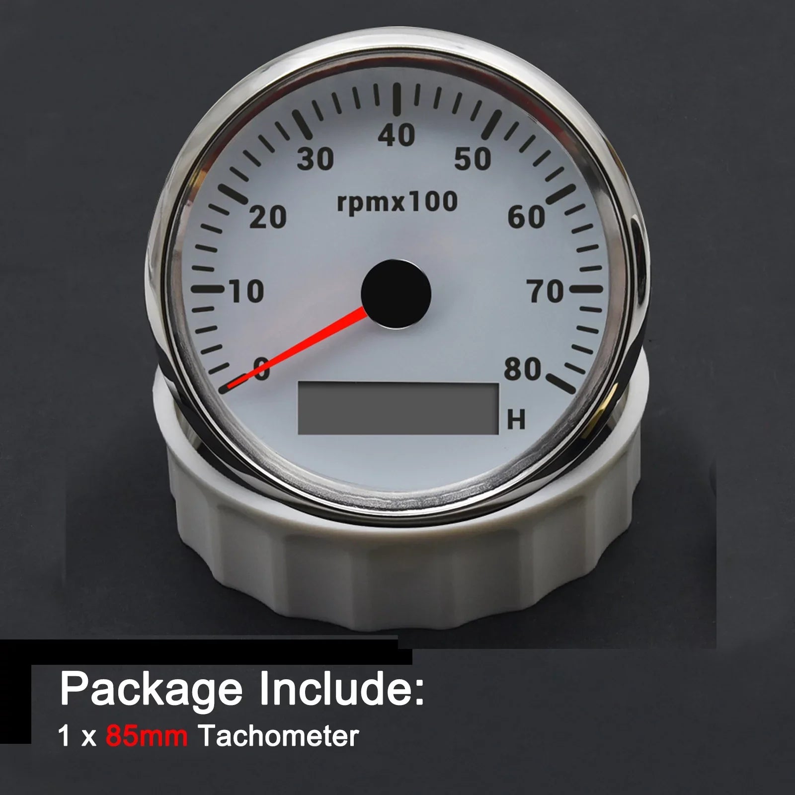Geloo Marine Tachometer Hour Meter Waterproof Watercraft Tachometer Gauge 0-8000RPM 85mm