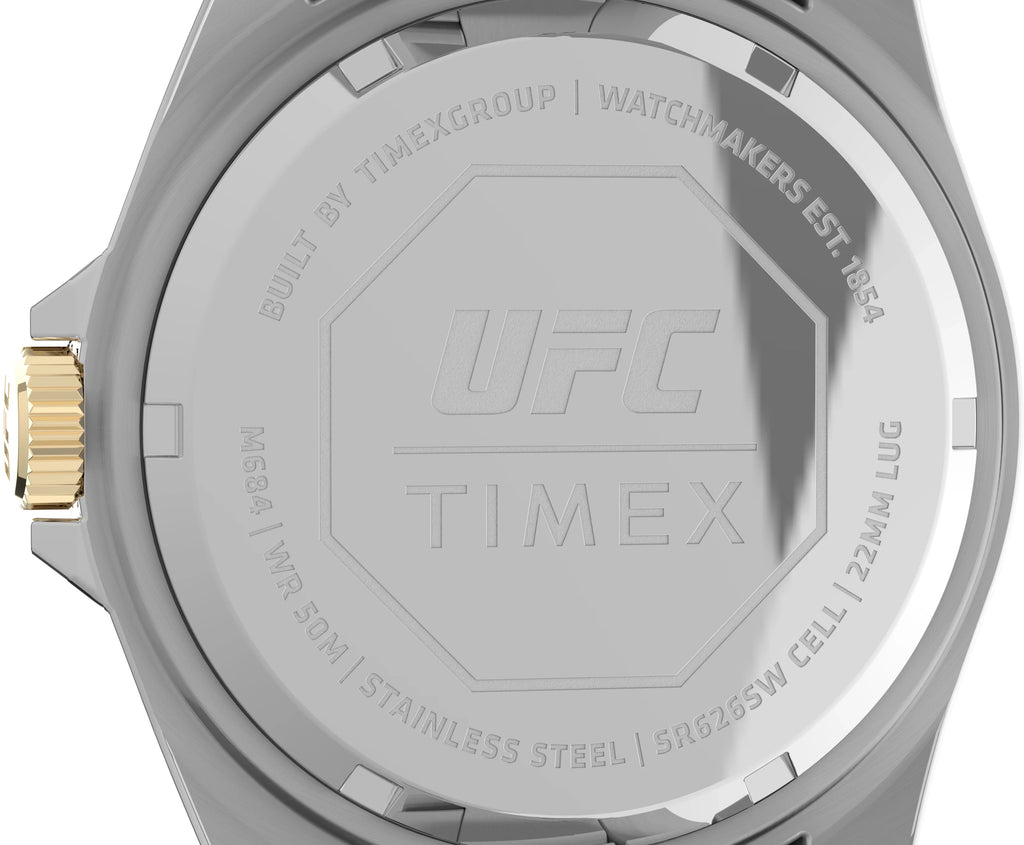 Timex UFC Men's Debut 42mm Watch - Two-Tone Strap Blue Dial Silver-Tone Case