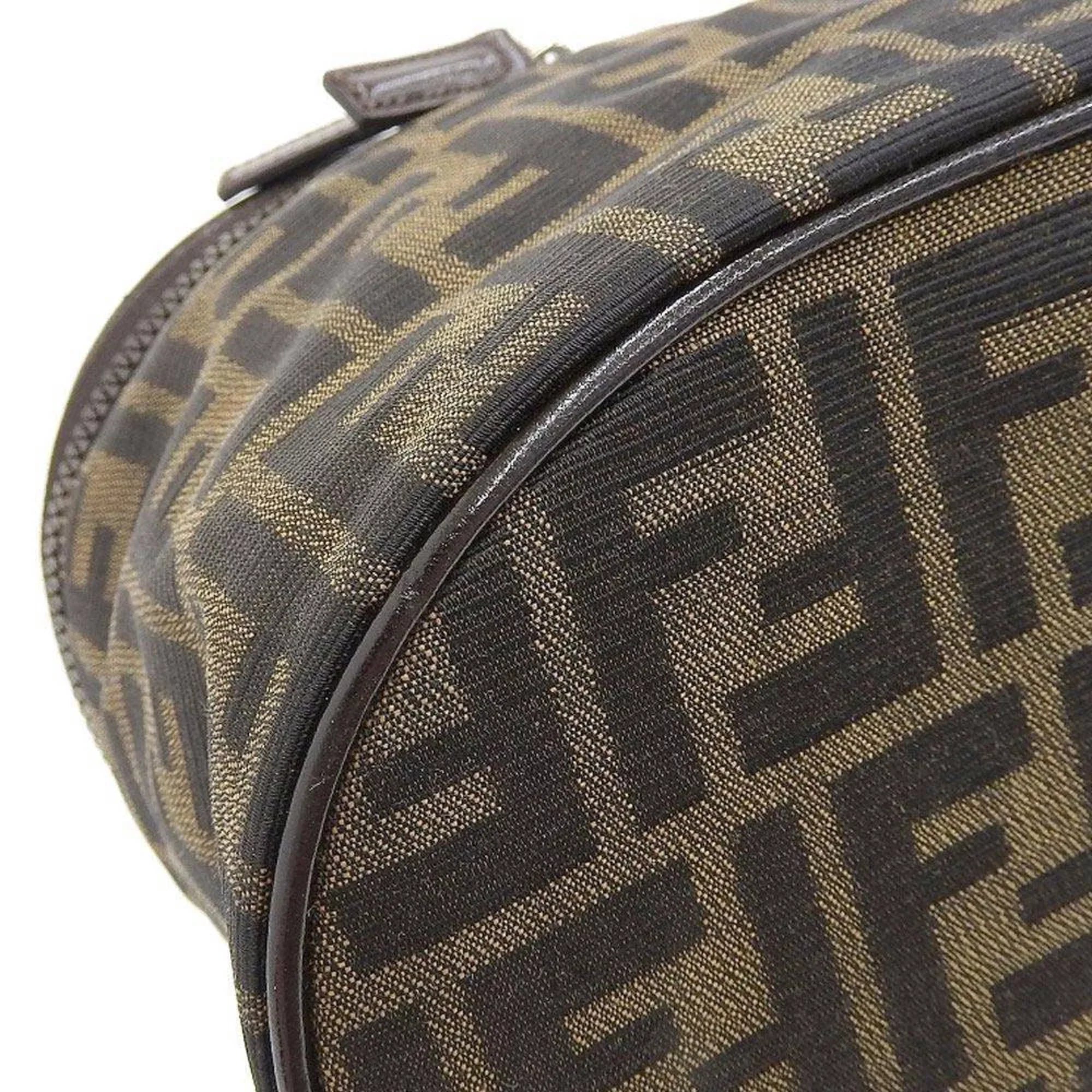 Pre-Owned FENDI Zucca Pattern FF Vanity Bag Handbag Pouch Canvas Brown (Fair)