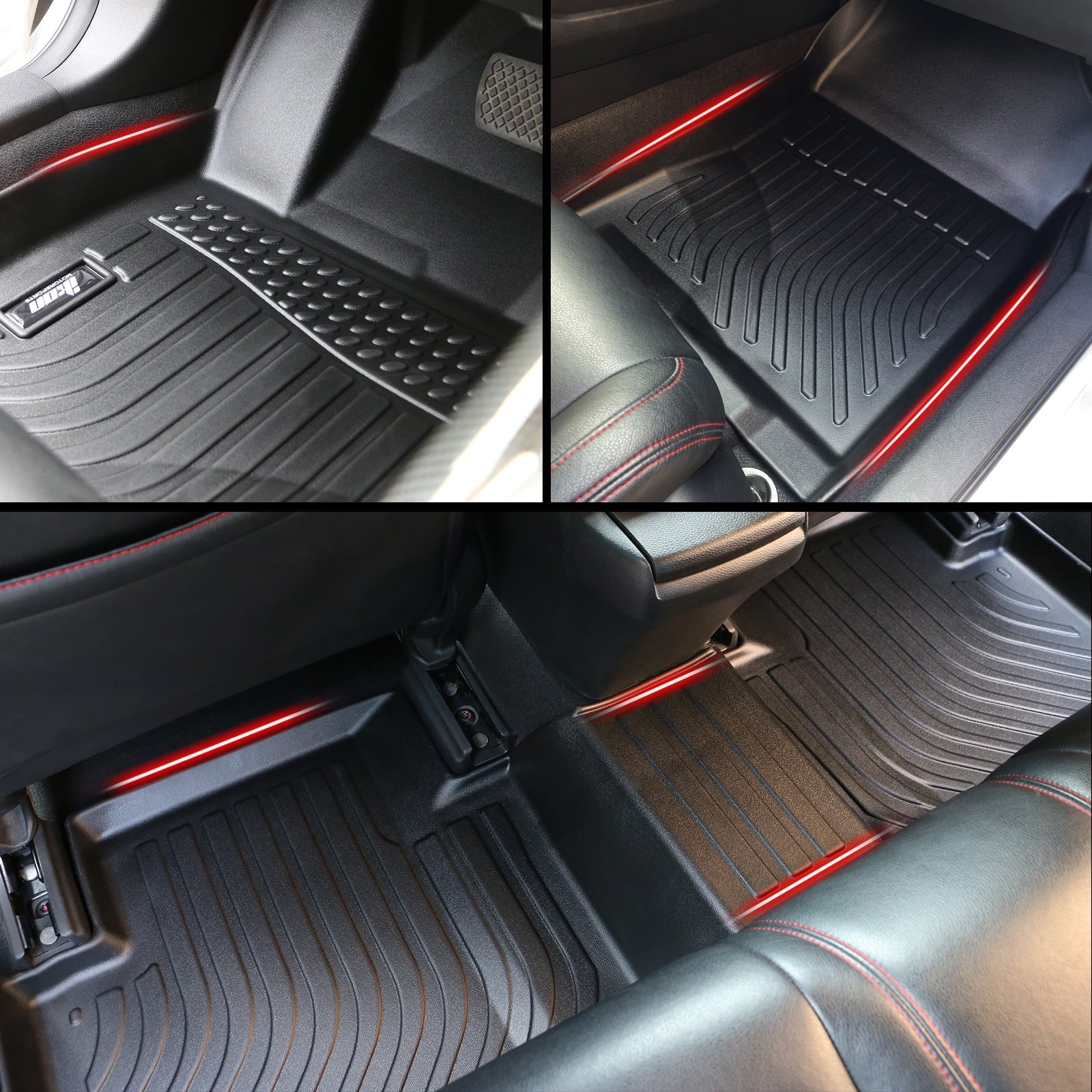 Ikon Motorsports 3D TPE Floor Mats Matching With 2008-2020 Dodge Grand Caravan 2008-2016 Chrysler Town & Country Black 3D Molded All Climate Car Carpets 1st 2nd Row Front Rear Protector Liner 4PCS