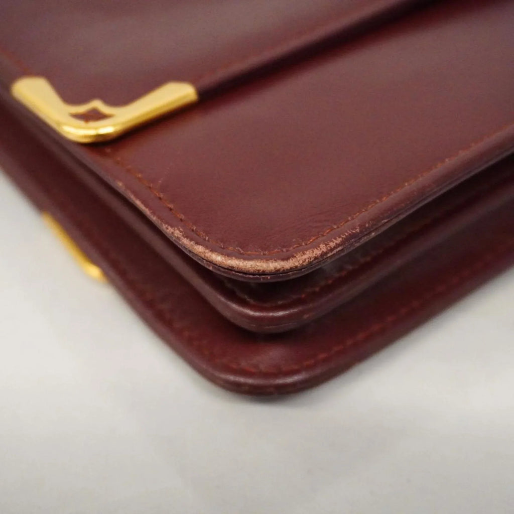 Pre-Owned Cartier Shoulder Bag Must Leather Bordeaux Women's (Good)