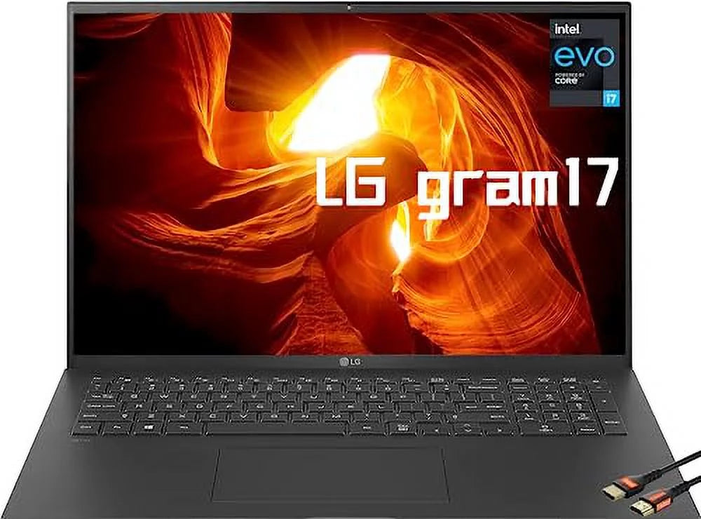 LG Gram 17" 16:10 WQXGA(2560 x 1600) IPS Laptop, Evo 12s i7-1360P, DCI-P3 99%, 4266Mhz 16GB, 2X Thunderbolt4, Backlit KB, Wi-Fi 6E, Windows11 Home, w/HDMI (16GB LPDDR4X RAM | 1TB SSD)