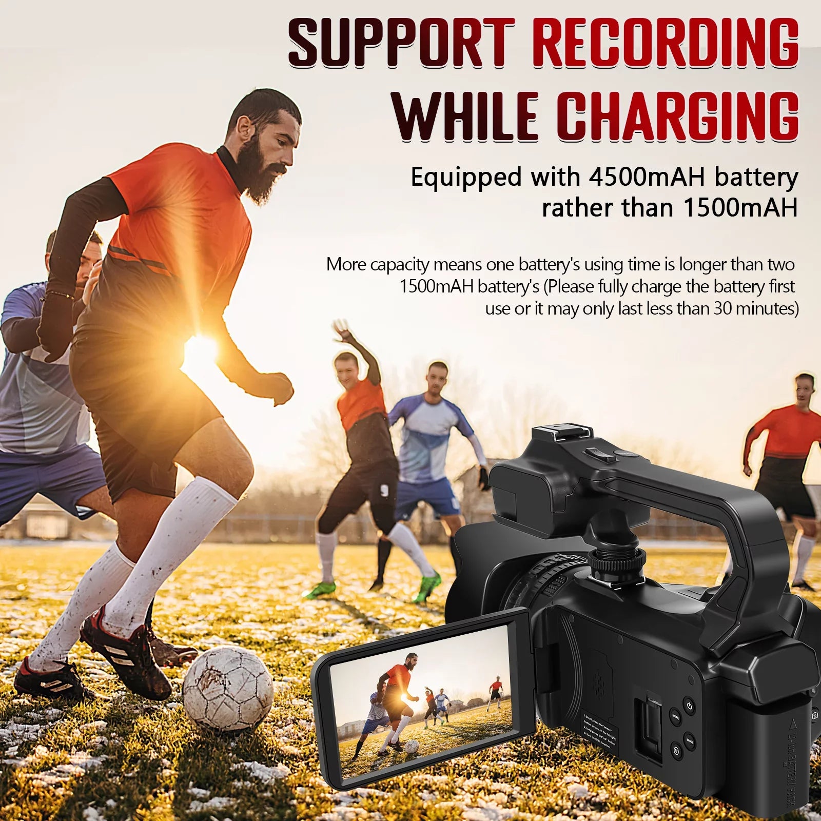 MARVUE Video Camera Camcorder 4K 64MP 60FPS,HD Auto Focus Vlogging 4.0" Touch Screen 18X Zoom Digital Camera with Charger, Microphone, Handhold Stabilizer, 64G SD Card, Remote Control