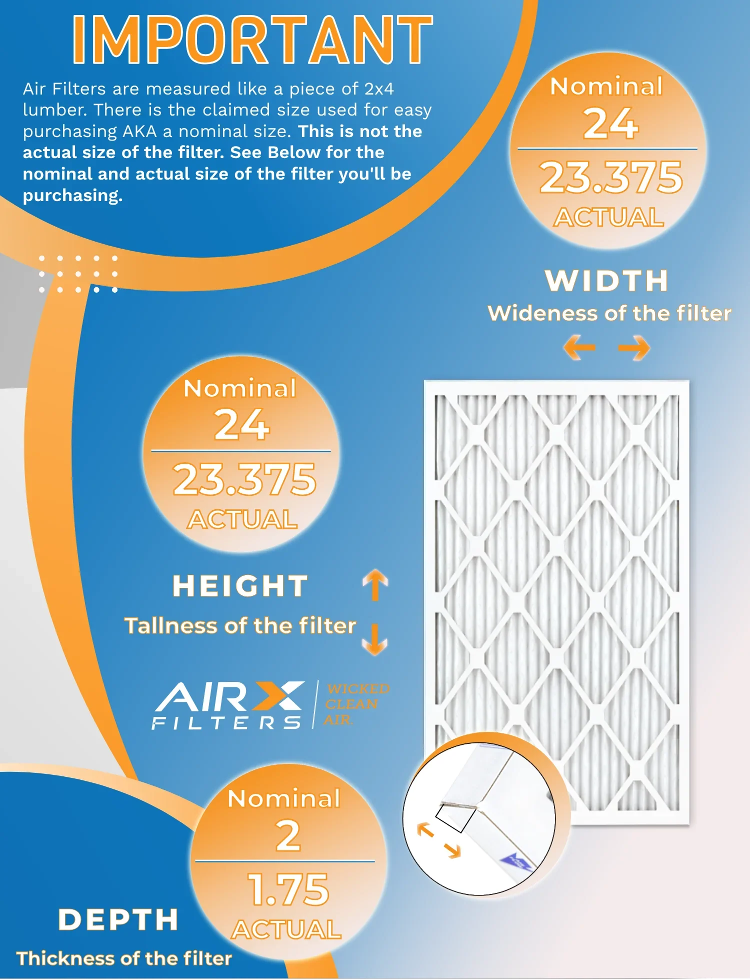 24x24x2 Air Filter MERV 8 Rating, 12 Pack of Furnace Filters Comparable to MPR 700 & FPR 5 - Made in USA by AIRX FILTERS WICKED CLEAN AIR.