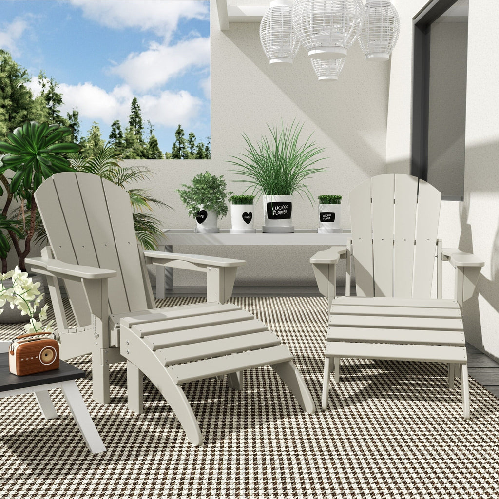 Polytrends Laguna All Condition Poly Outdoor Patio Adirondack Chair Conversation Set - (4-Piece) Sand