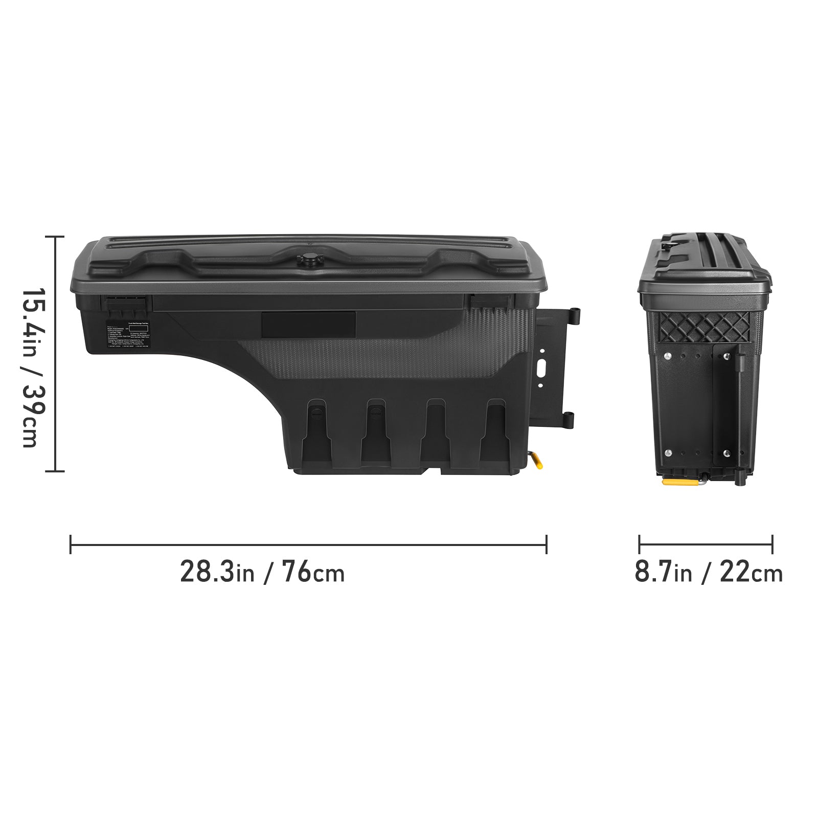 SKYSHALO Truck Bed Storage Box, Lockable Lid, 6.6 Gal/20 L Waterproof ABS Wheel Well Tool Box, Matching with Chevrolet Silverado 1500 GMC Sierra 1500 2019-2021, Black, Passenger Side