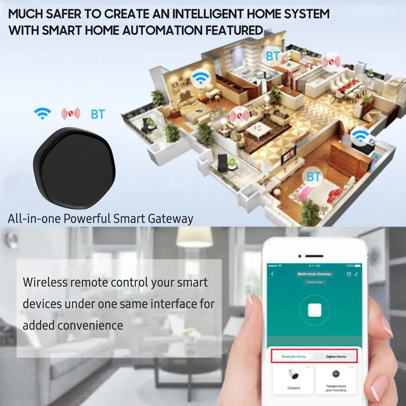 OWSOO Wireless Smart Multi-function Gateway +BLE Mesh Gate Way WiFi IR Remote Controller Android & iOS Applicable
