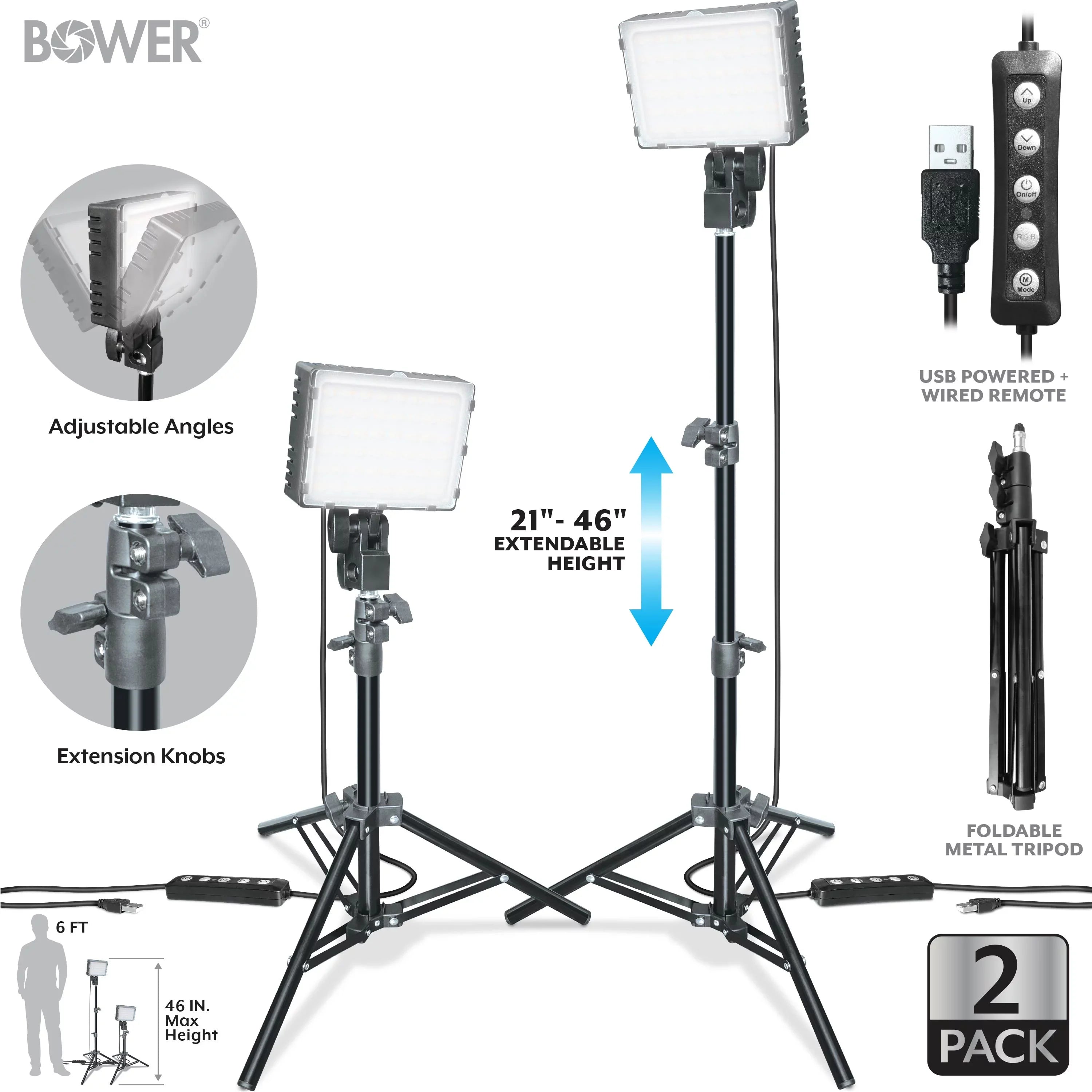 Bower 2-Pack LED Kit: RGB, White & Special Effects for Brilliant Content Creation