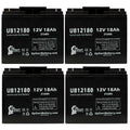4x Pack - Fitting Datascope INTRA AORTA PUMP SYSTEM 100 Battery - Replacement UB12180 Universal Sealed Lead Acid Battery (12V, 18Ah, 18000mAh, T4 Terminal, AGM, SLA)