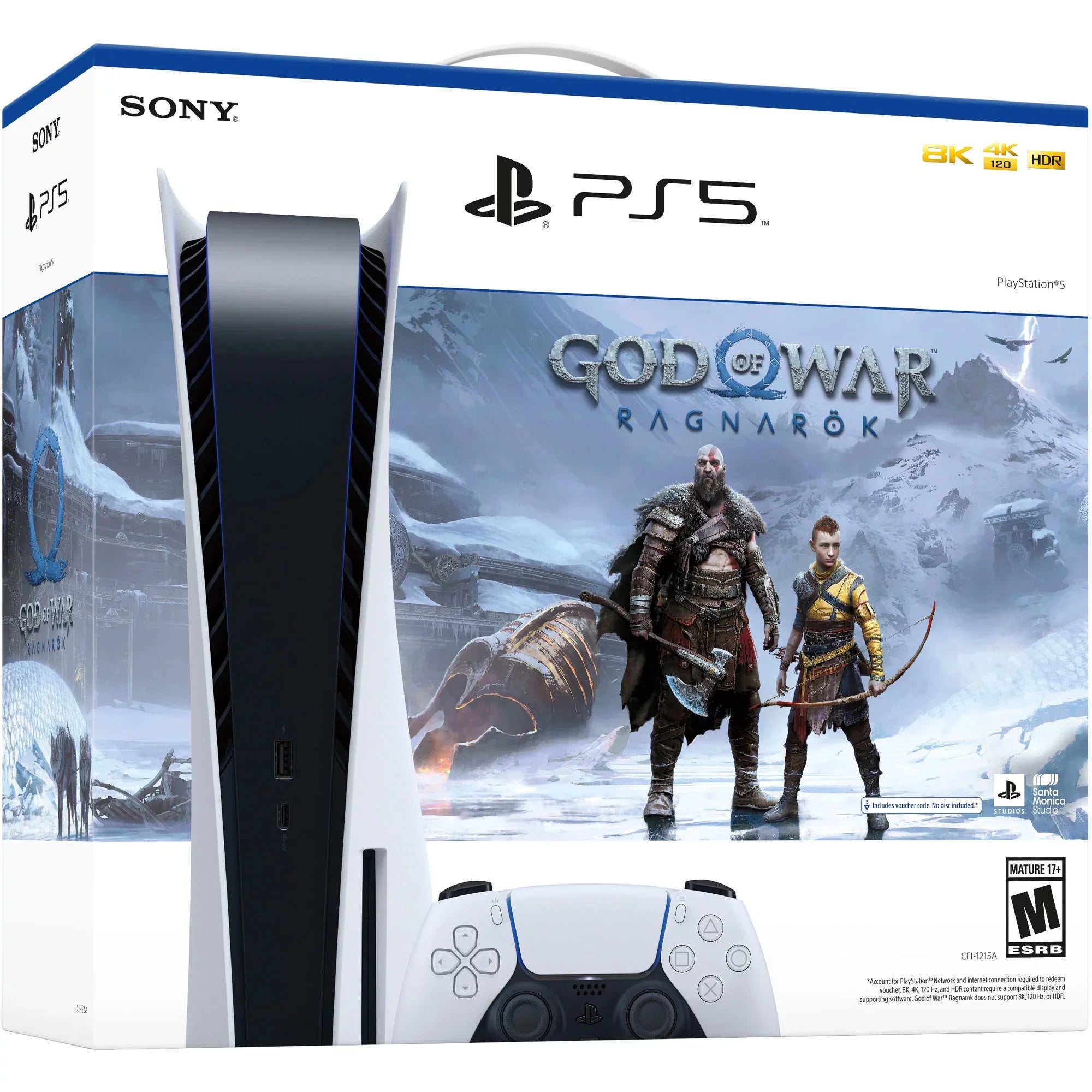 PlayStation_PS5 Video Game Console (Disc Edition) – God of War Ragnarök Bundle –and an Additional DualSense 5 Controller, Cefesfy