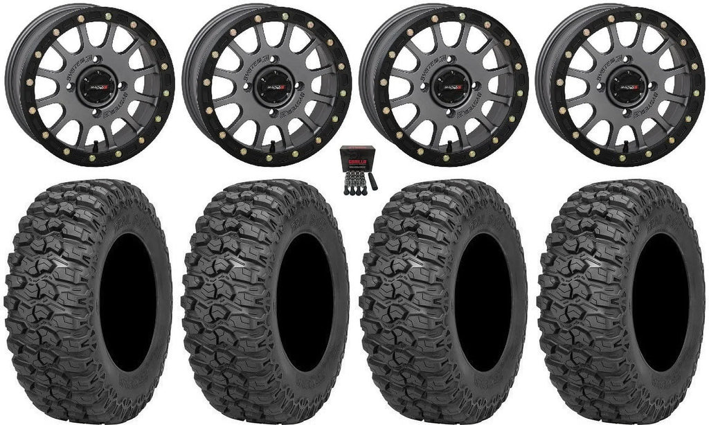 System 3 SB-5 14" Wheels Grey 30" Trail Saw 2.0 Tires Can-Am Commander Maverick Renegade Outlander Defender