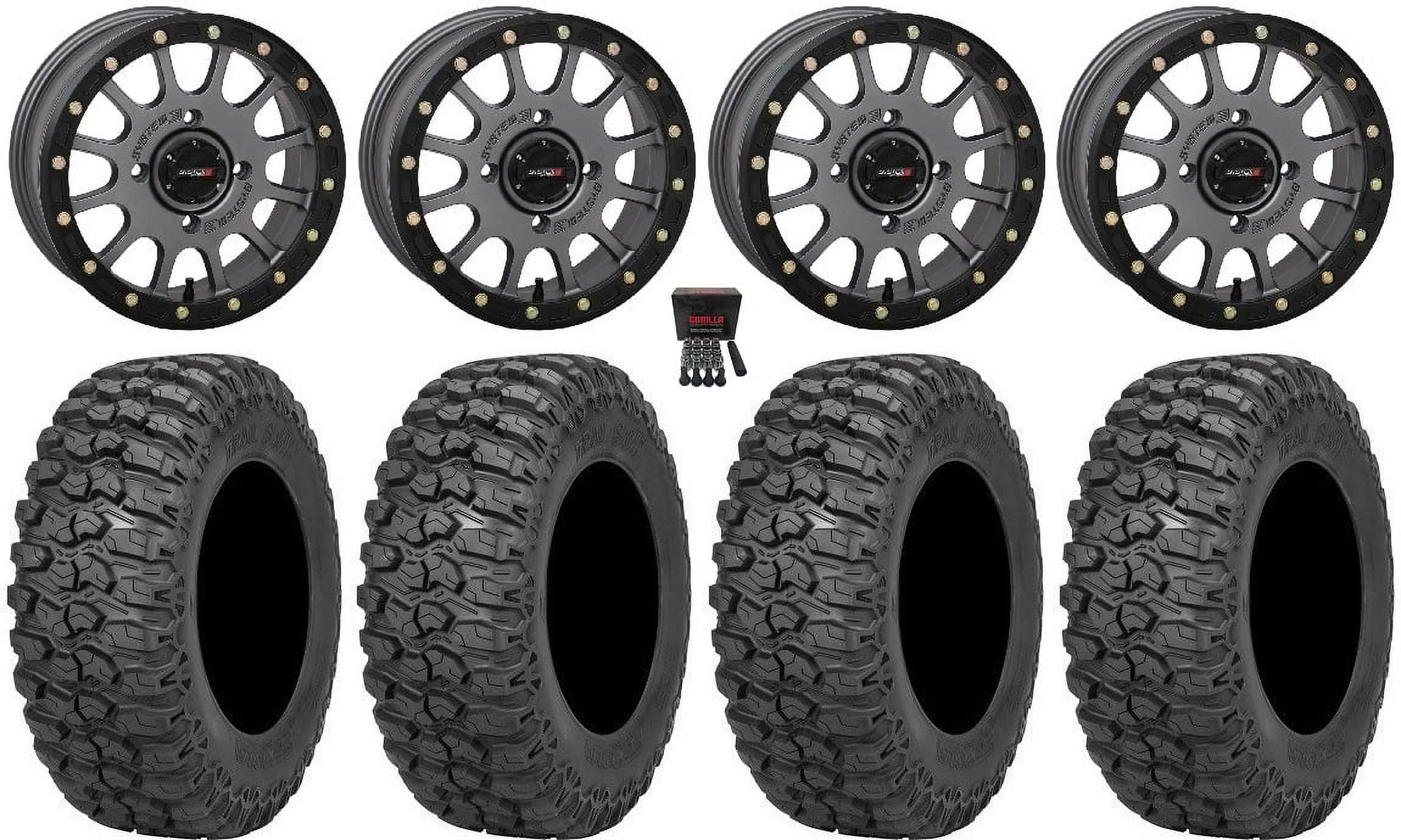 System 3 SB-5 14" Wheels Grey 30" Trail Saw 2.0 Tires Can-Am Commander Maverick Renegade Outlander Defender
