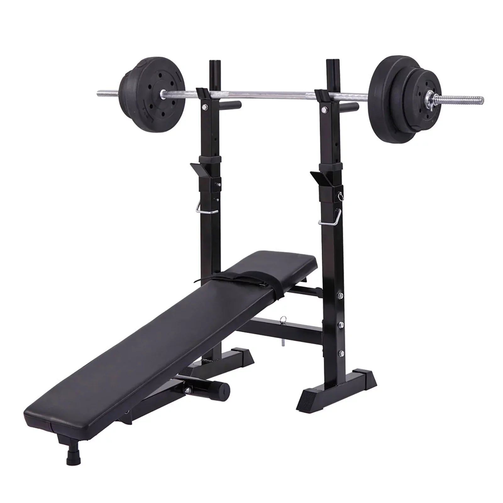 Andoer Adjustable Folding Multifunctional Workout Station, Red and Black, Squat Rack Included