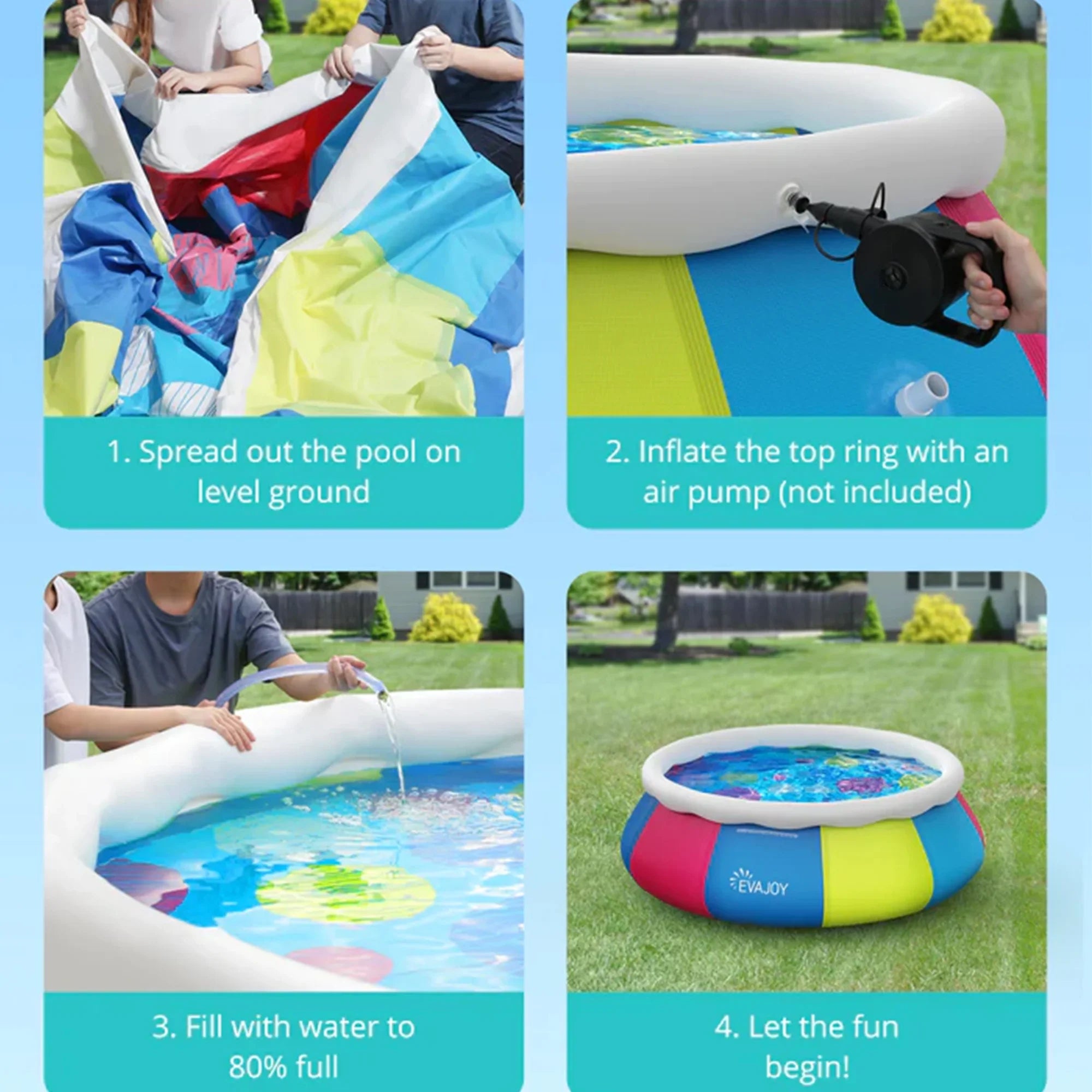 Inolait Inflatable Pool Full-Sized Family Lounge Pools Thicker abrasion Durable material ,120" x 72" x 22"
