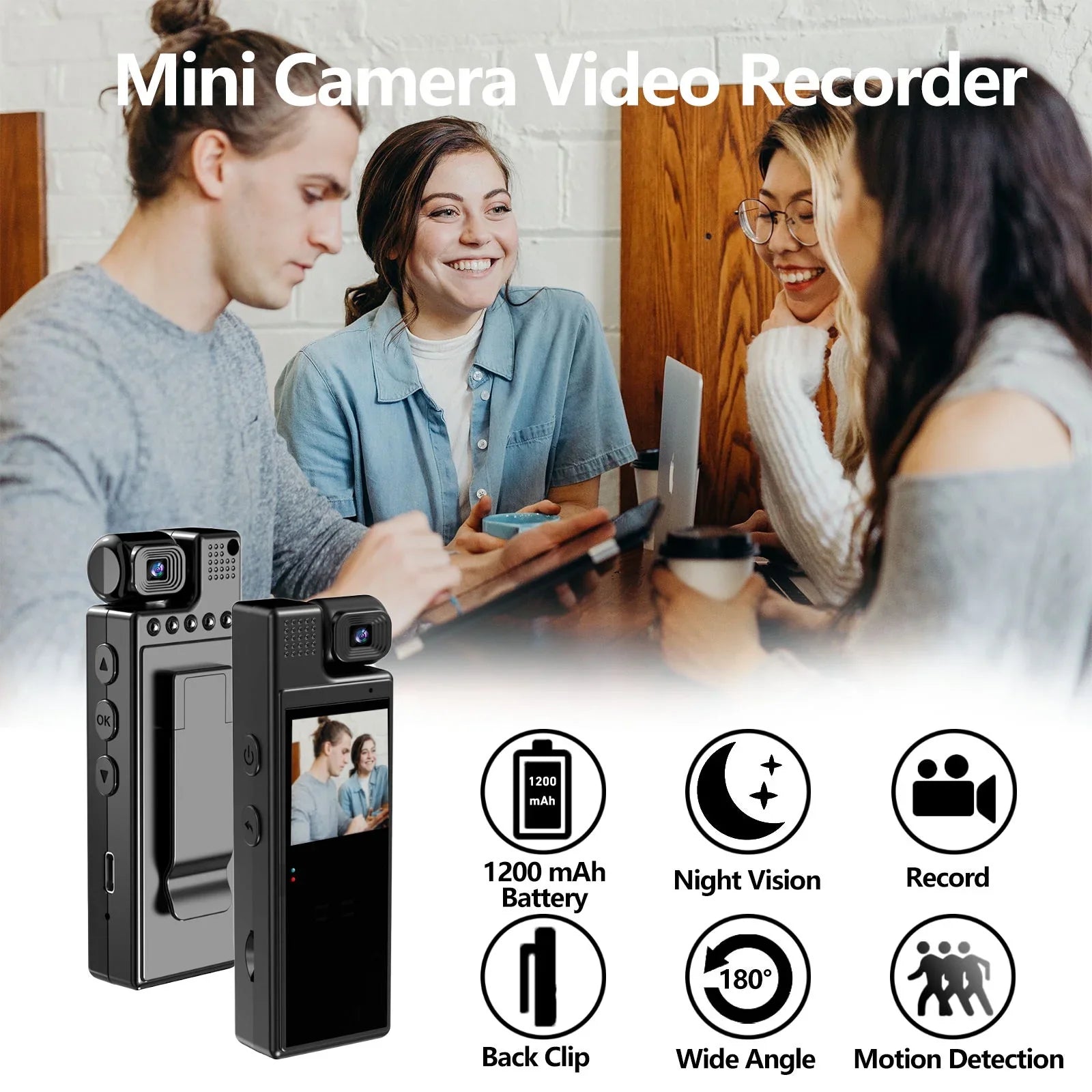 GoolRC Body Camera with Audio and Video Recording, 180°Lens Rotatable, 6 Hour Battery Life, WiFi, 1.3in TFT Screen, Night Vision Document Your Day