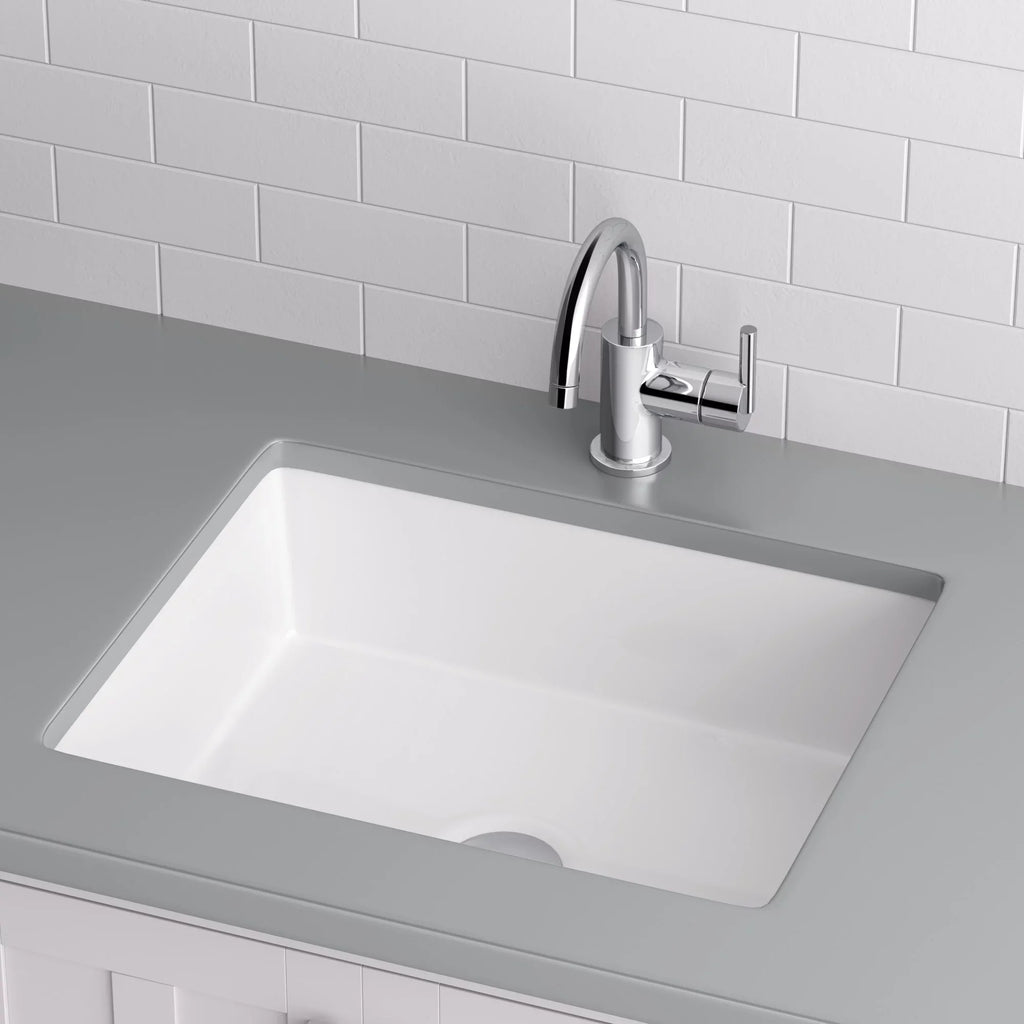 Miseno 17 x 13 in. Rectangular Undermount Bathroom Sink with Rear Overflow, White