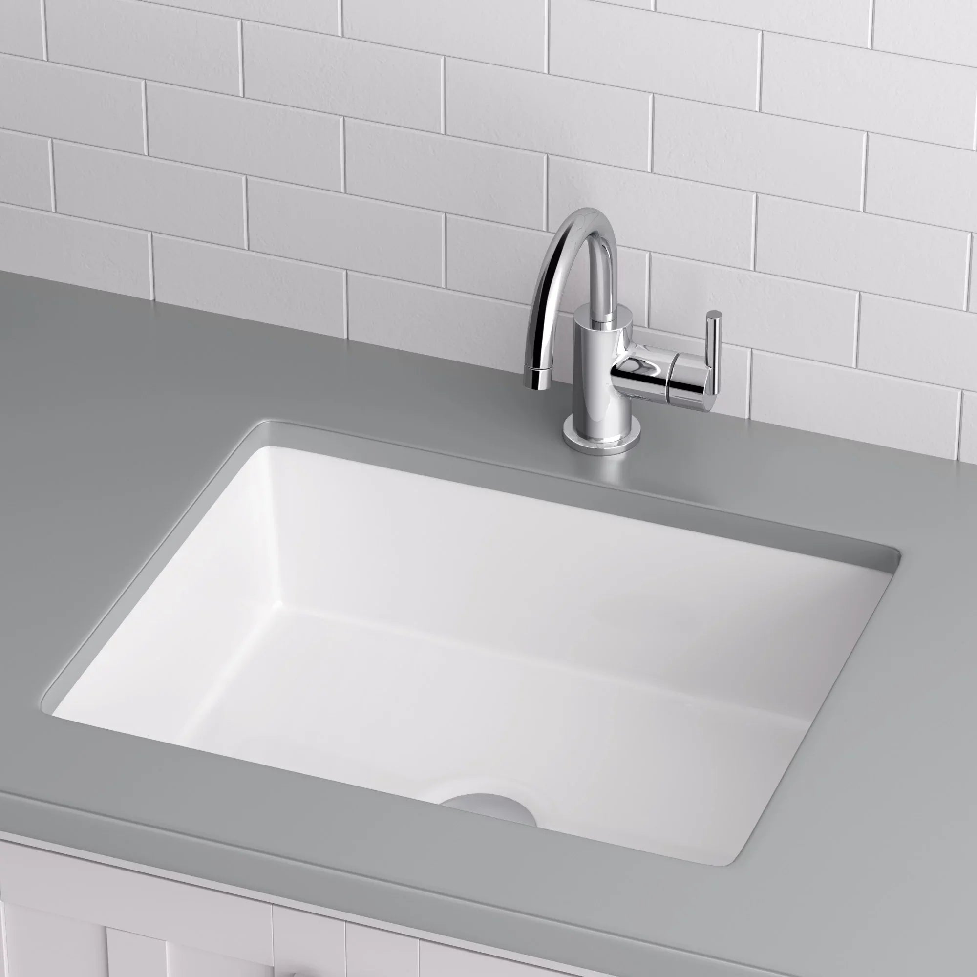 Miseno 17 x 13 in. Rectangular Undermount Bathroom Sink with Rear Overflow, White