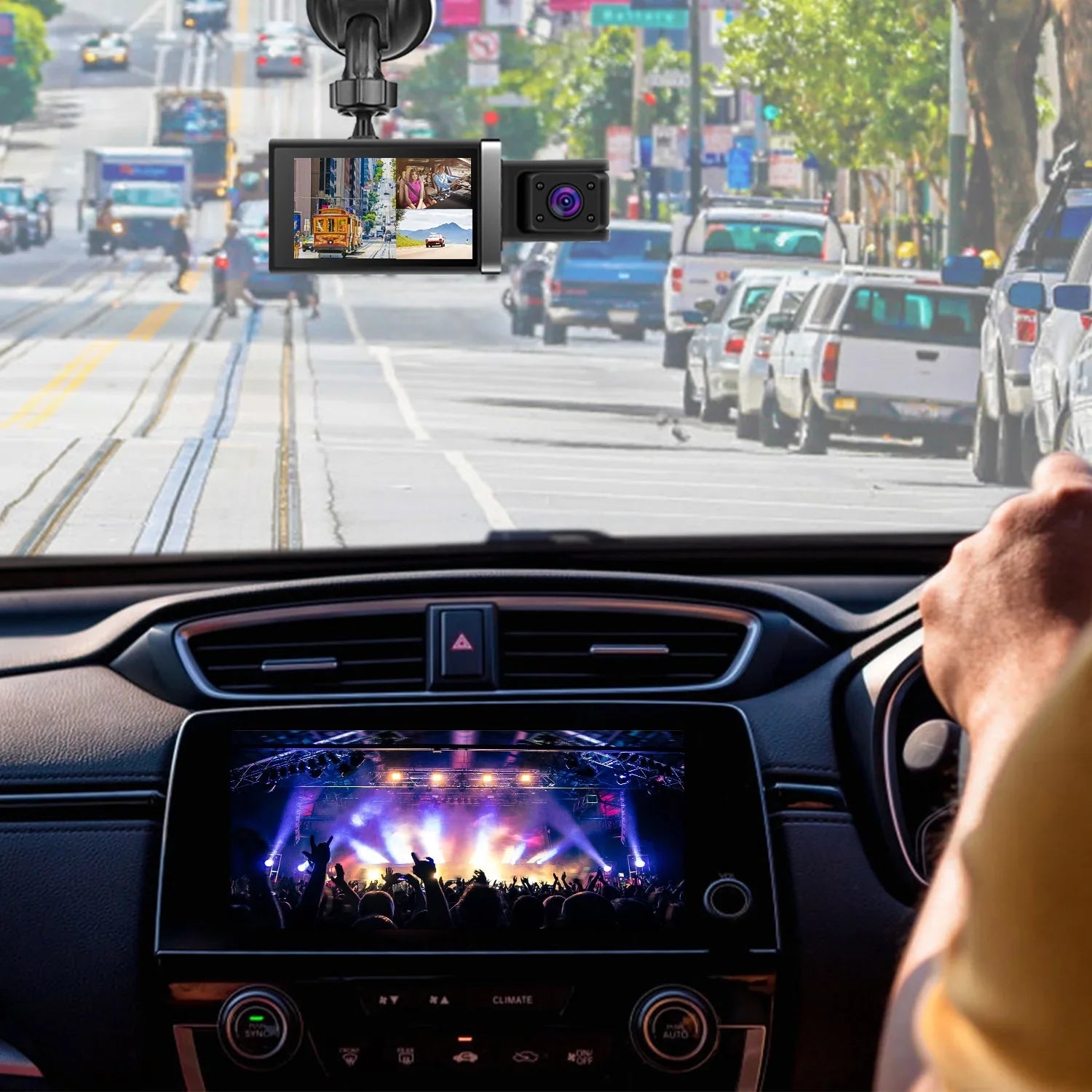 iMounTEK 2K Car DVR 3 Channel Dash Cam Camcorder Camera Recorder with 140° Angle GPS WiFi Night Vision G-sensor Loop Recording Parking Monitor