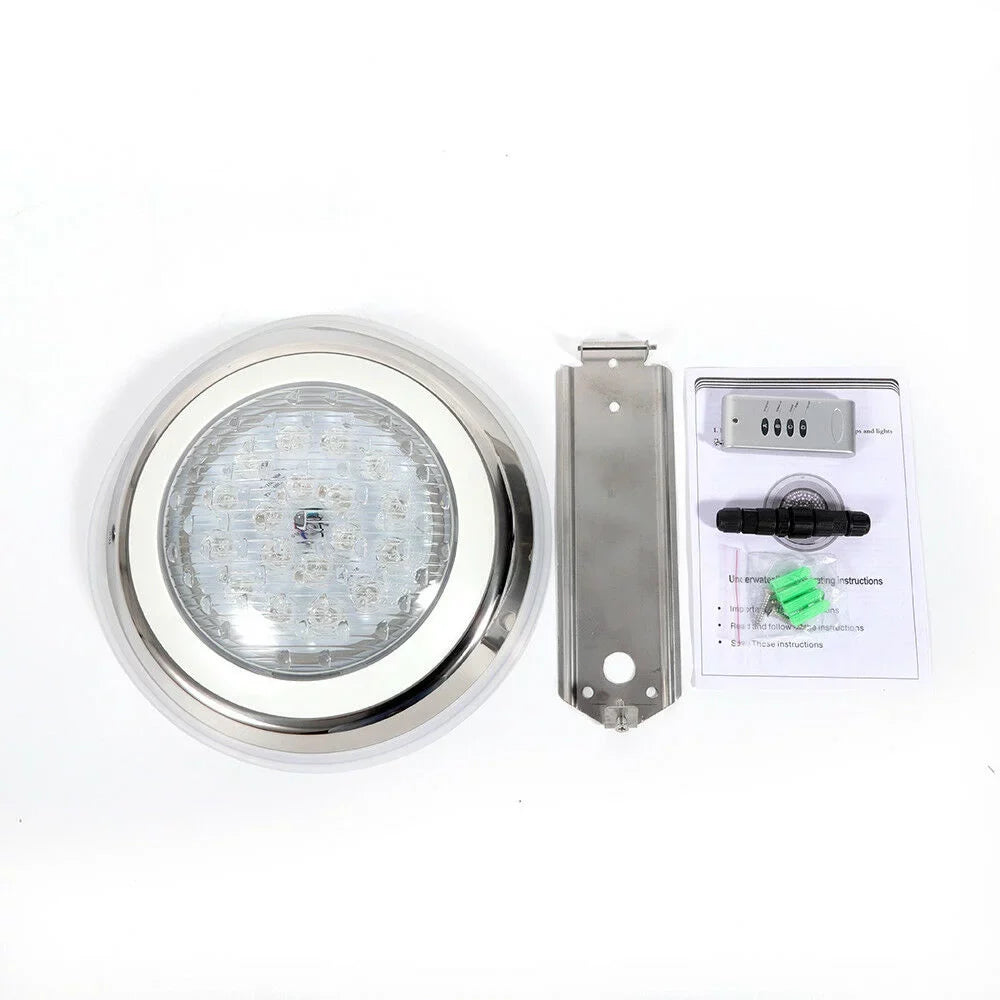 12V 54W RGB Underwater Swimming Pool Light 7 Color-Change LED Lights w/Remote IP68 Waterproof, Stainless Steel