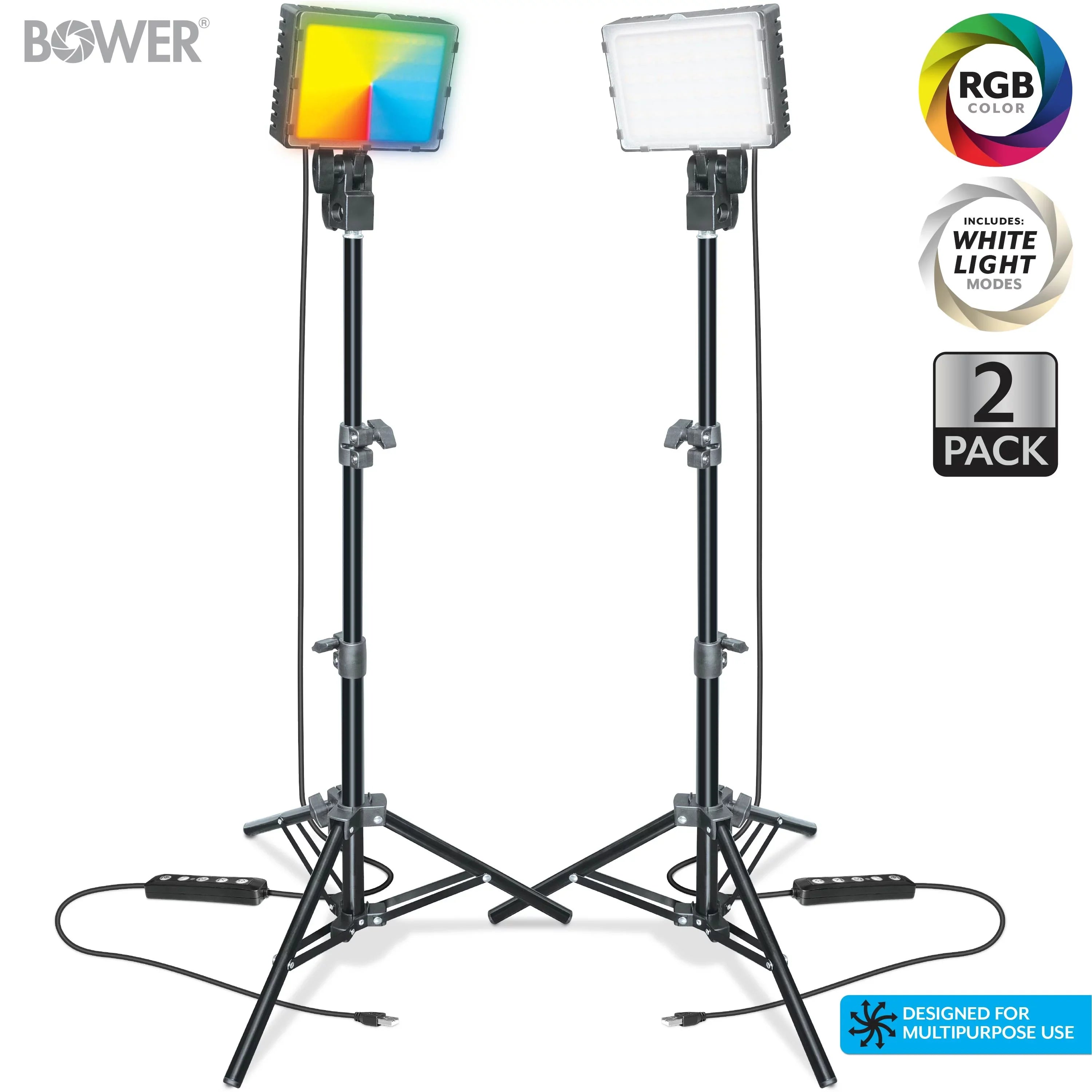 Bower 2-Pack LED Kit: RGB, White & Special Effects for Brilliant Content Creation