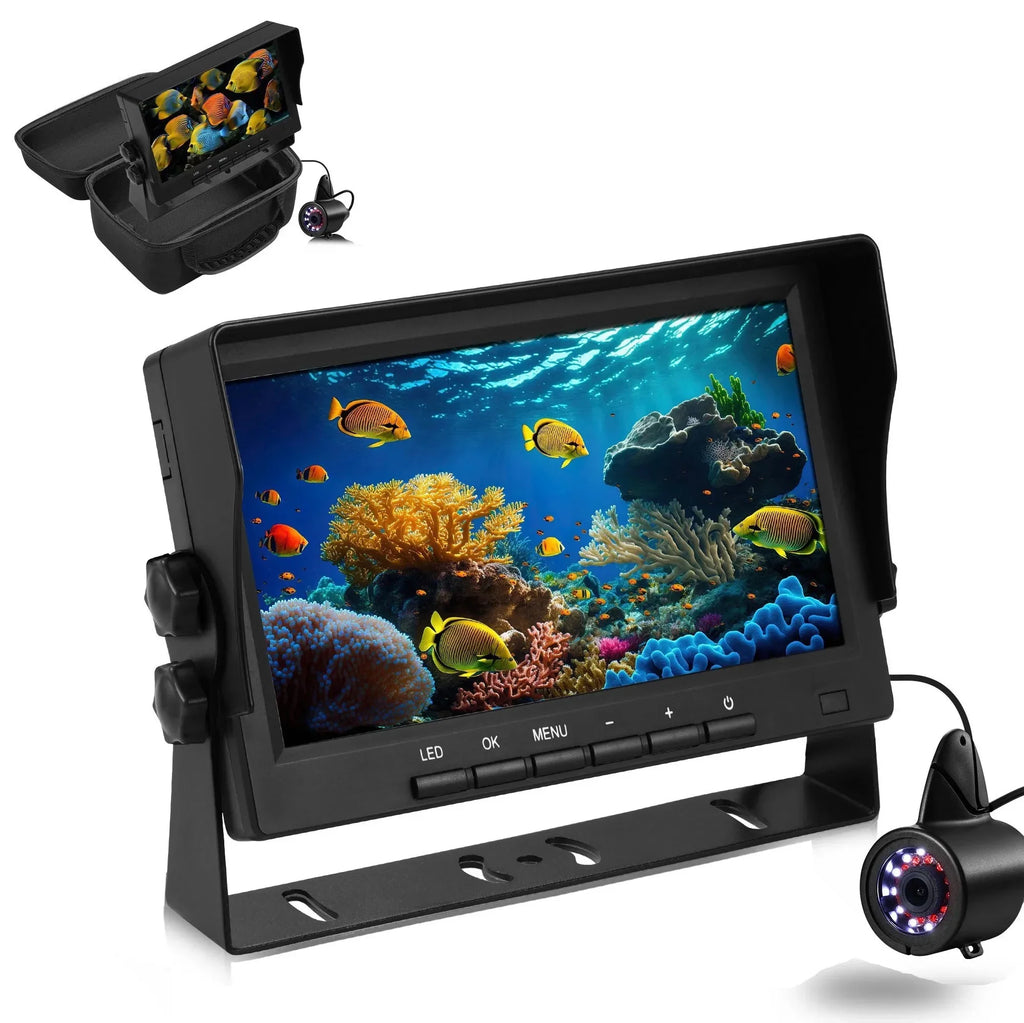 7 inch Ice Fishing Camera Underwater with Bracket Ice Fishing Fish Finder for Lake Vessel Kayak Ice Fishing