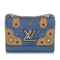 Pre-Owned Authenticated Louis Vuitton Studded Epi Twist MM Leather Blue Crossbody Bag Unisex (Good)