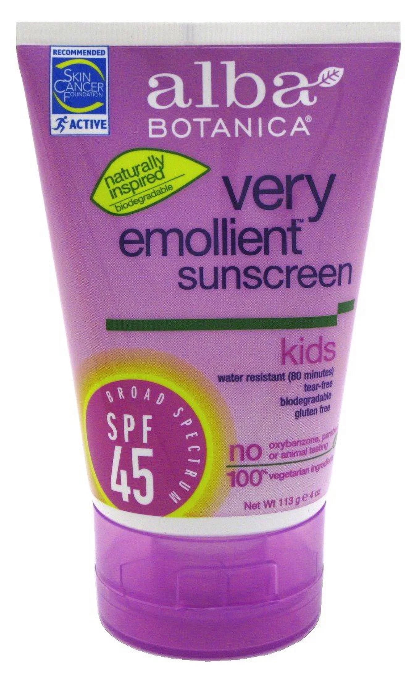 Alba Botanica Very Emollient, Kids Sunscreen Spf 45 4 Oz (Pack Of 3)
