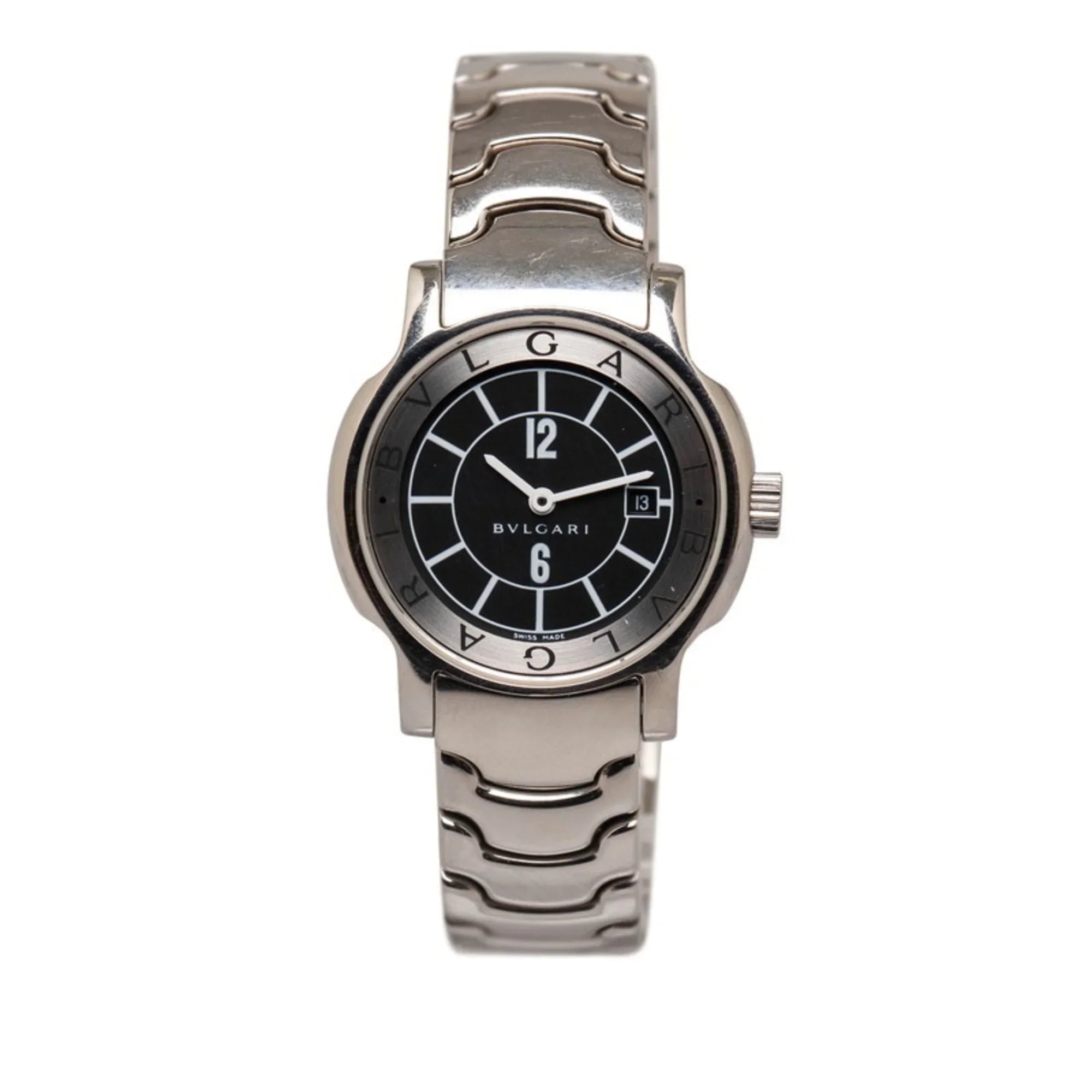 Pre-Owned Bvlgari Solo Tempo Watch ST29S Quartz Black Dial Stainless Steel Ladies BVLGARI (Good)