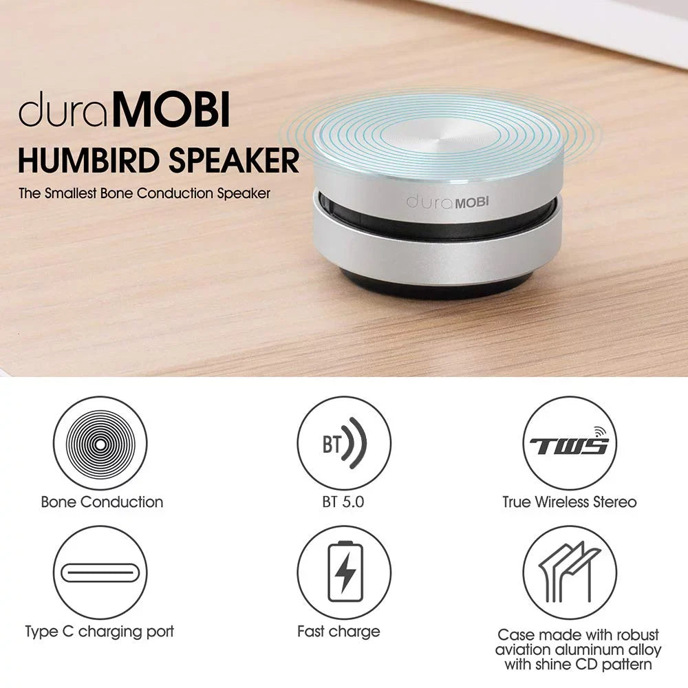 2pcs Dura Mobi Humbird Speakers Bone Conduction Portable Wireless Speaker Stereo Mini Speaker 2pcs/pack
