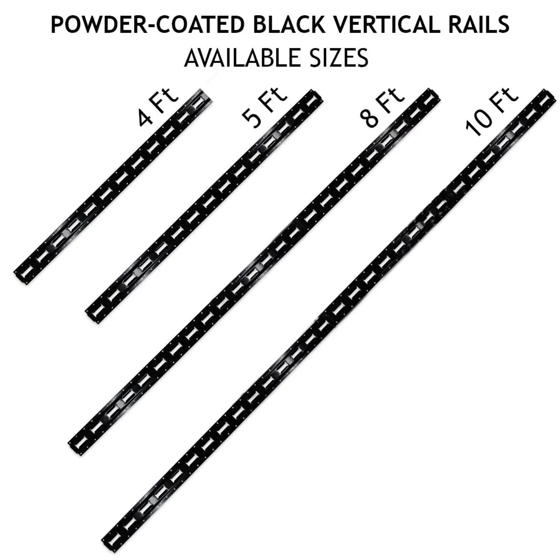 "DC Cargo Mall Four 8-ft E-Track Rails, Vertical Powder Coated TieDowns | Long Heavy Duty Steel Etrack Rails for Trucks, Trailers"