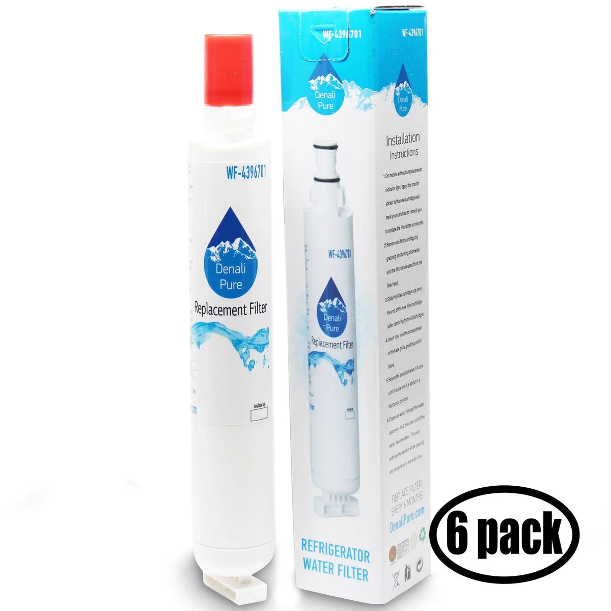 6-Pack Replacement for Kenmore 9915 Refrigerator Water Filter - Fitting with Kenmore 9915 Fridge Water Filter Cartridge - Denali Pure Brand