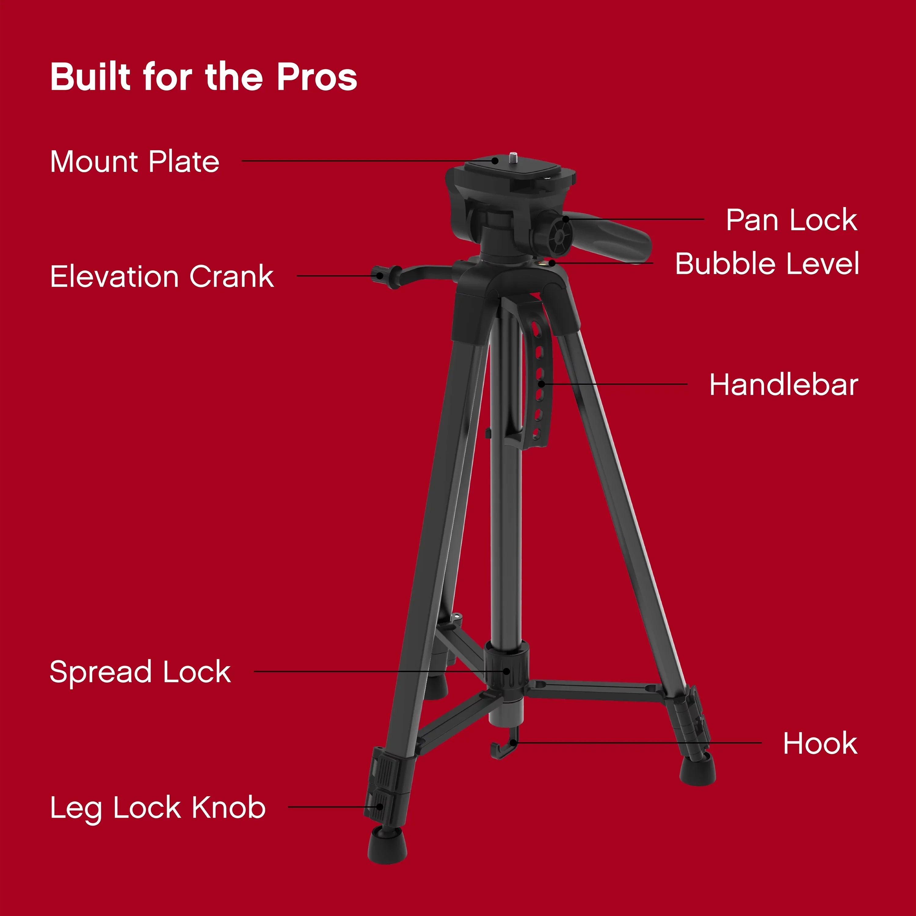 On Air Pro Stand - Lightweight 57” Aluminum Tripod W/ Carry Bag & Mounting Screws for Phone/Camera