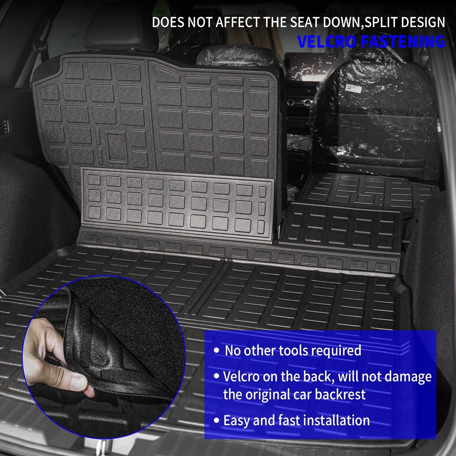Cargo Mat Matching with 2023 2024 Honda CRV Hybrid Cargo Liner Trunk Mat Back Seat Protection Protector Honda CR-V Accessories (Fit Upper Deck, Trunk Mat+Backrest Mats)