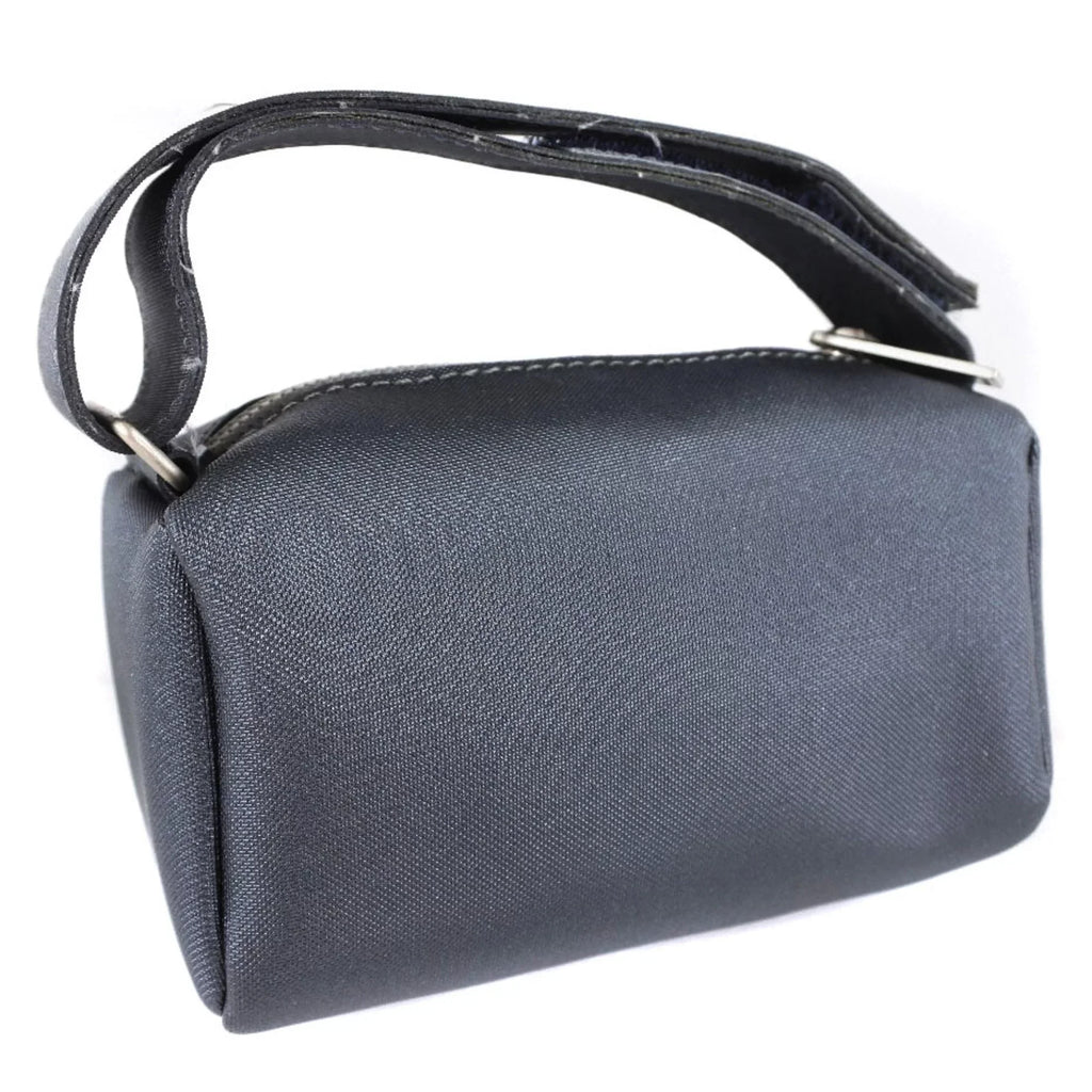 Pre-Owned Chanel Logo Vintage Nylon Gray Ladies Pouch (Fair)