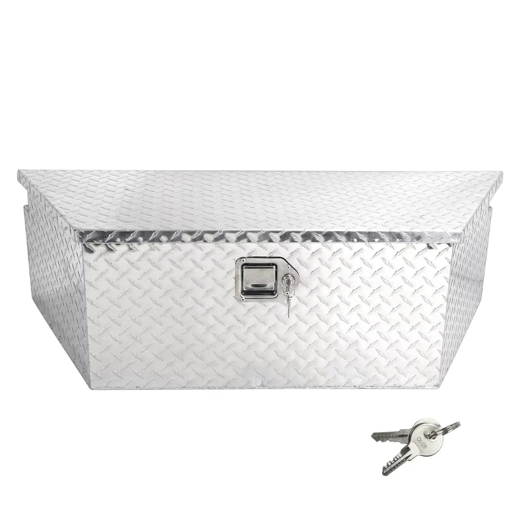 Confote Heavy Duty Aluminum Diamond Plate Trailer Tongue Box with Lock and Keys for Secure Tool Storage on Your Trailer, Silver,39 x 16.5 x 12 Inches