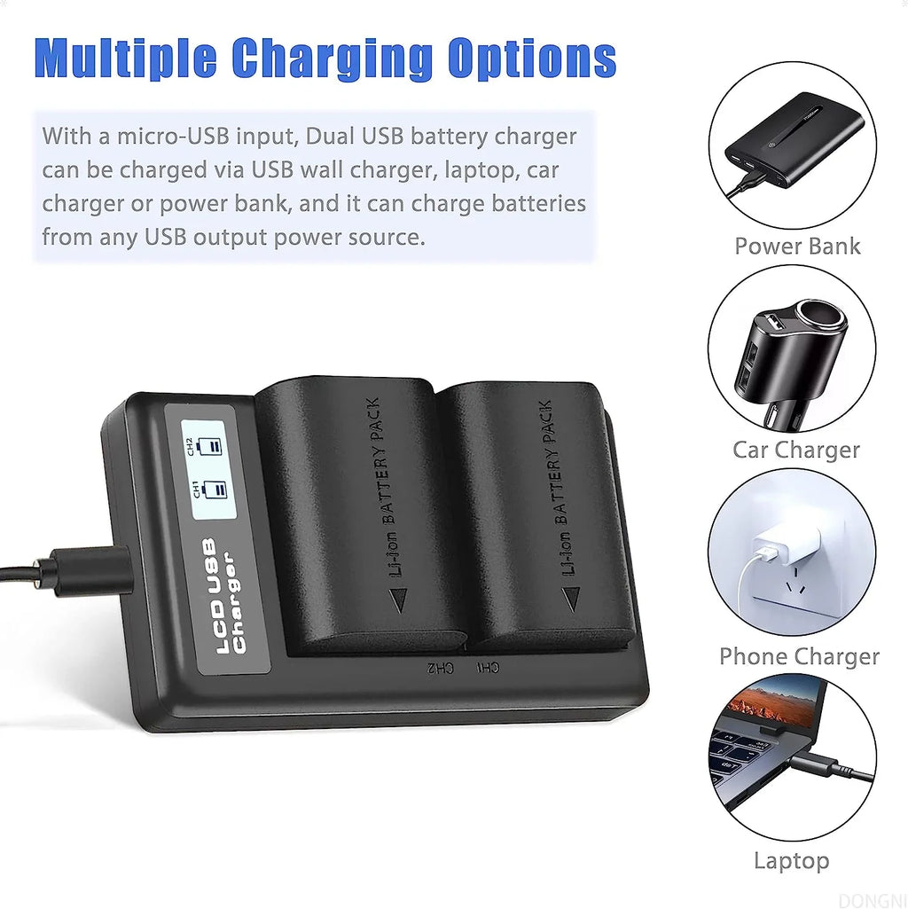 2-Pack LP-E6NH 2950mAh Batteries and Dual Charger for Canon EOS R R5 R6 5DS 6D 7D 60D 70D 80D 90D 5D Mark II/III/IV Camera