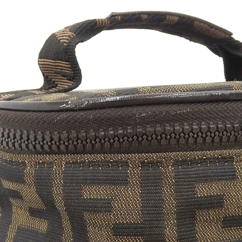 Pre-Owned FENDI Zucca Pattern FF Vanity Bag Handbag Pouch Canvas Brown (Fair)
