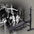 Andoer Adjustable Folding Multifunctional Workout Station, Red and Black, Squat Rack Included