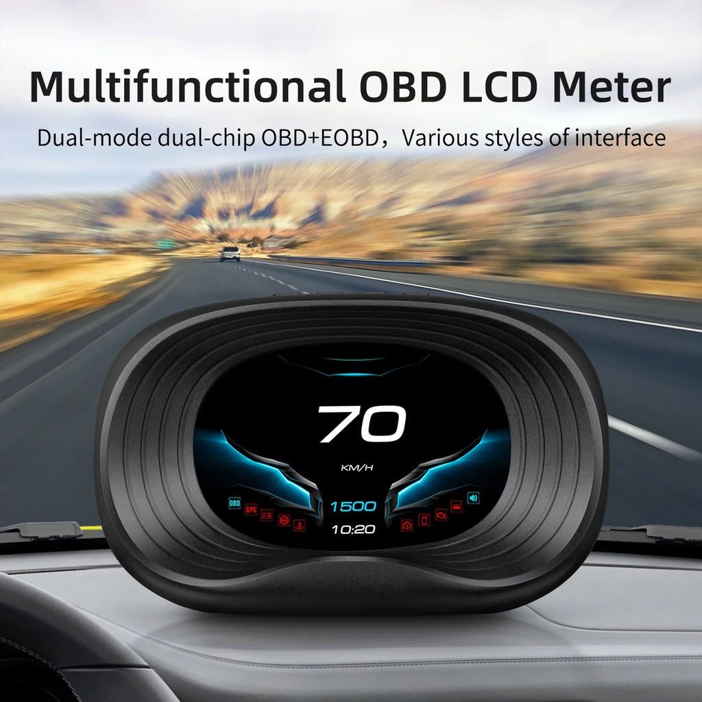 Nebublu Head Up Display, Digital OBDII Speedometer Car Head Display with OBD Interface, Speed Voltage Single Mileage Clock Display