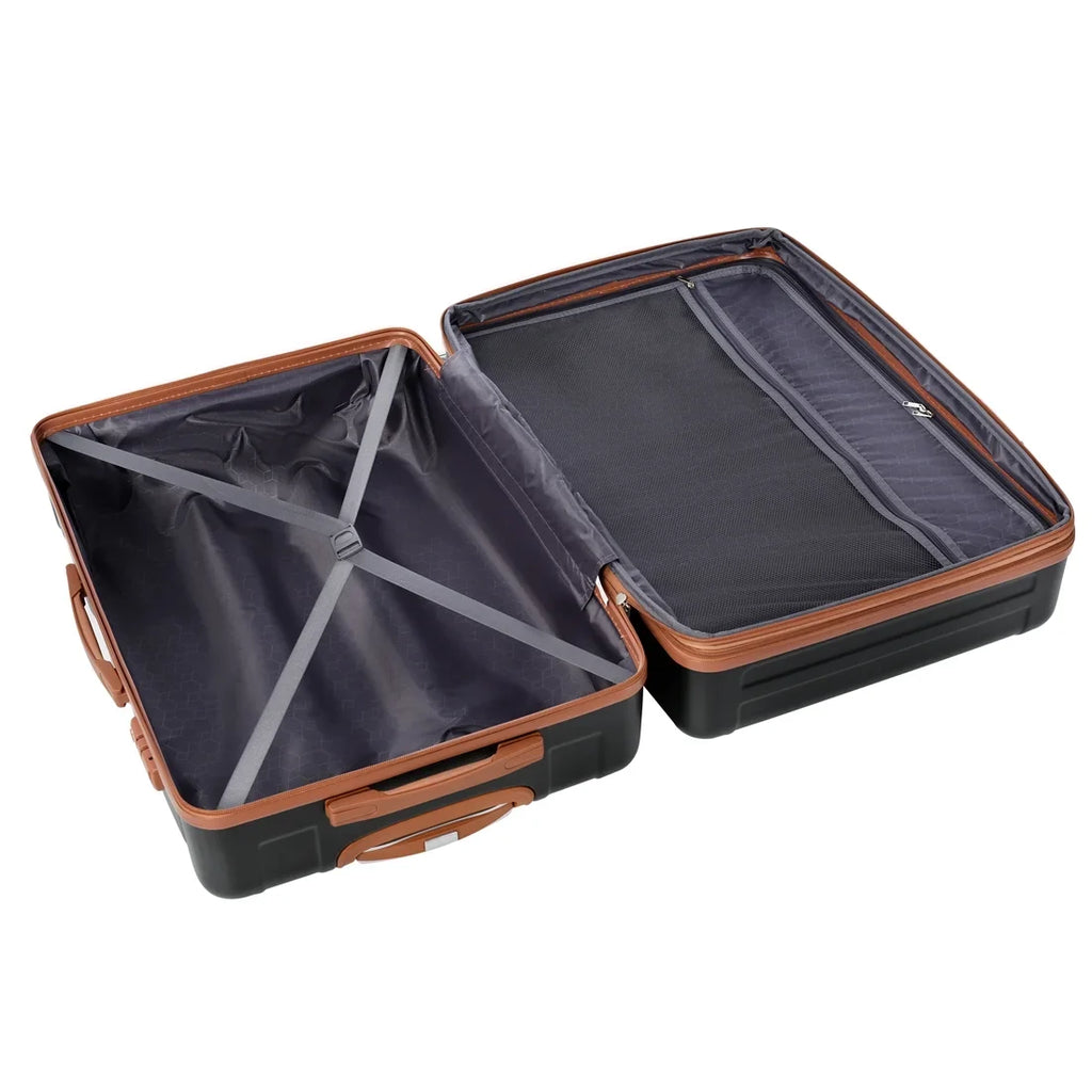 Yone jx je Luggage 3 Pcs Suitcase Set, ABS Hardside Suit case with Spinner Wheels Lightweight TSA Lock, 20/24/28 Inch,Black